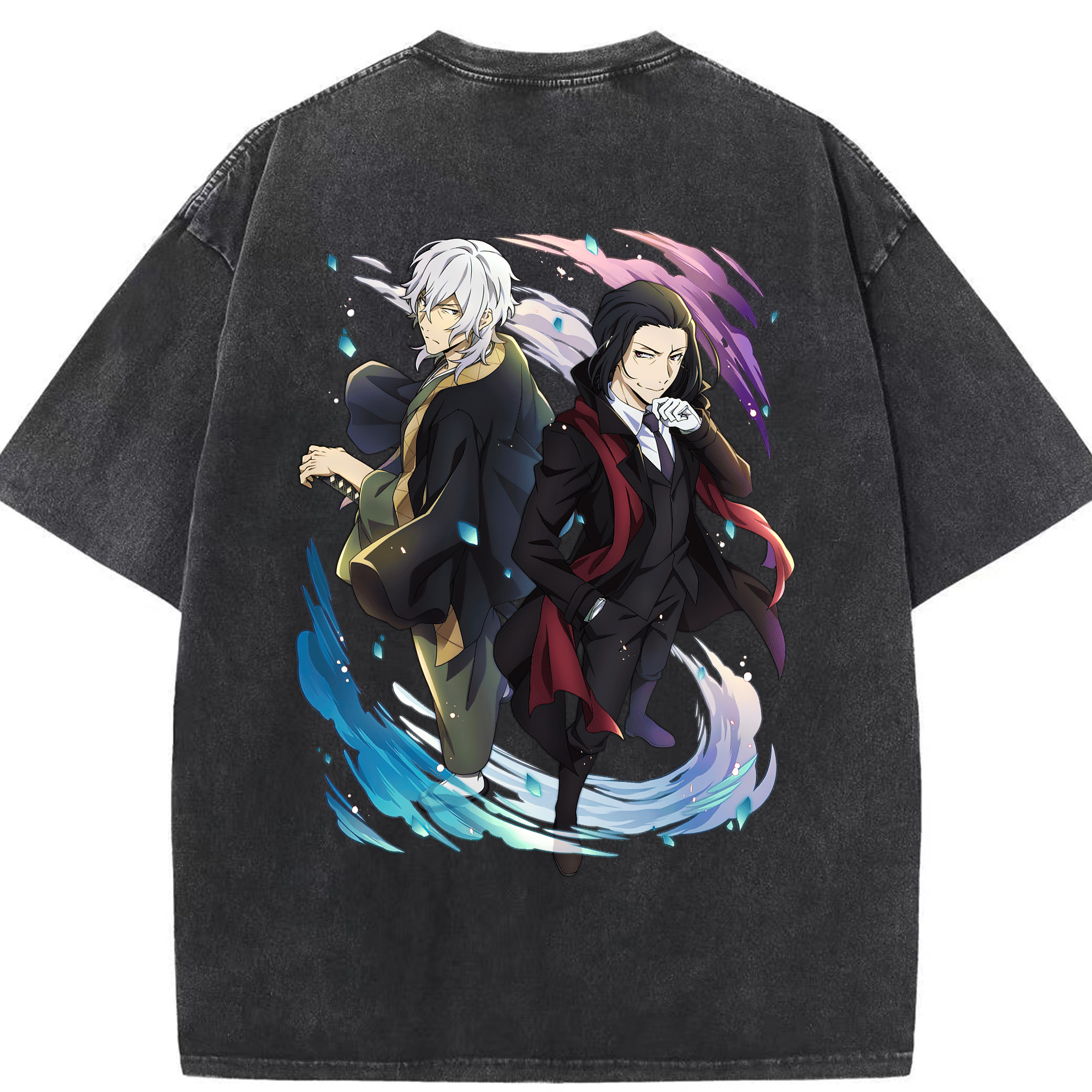 （画像用） 文豪ストレイドッグス Bungo Stray Dogs 綿100% ヴィンテージ風 半袖Tシャツ（背面プリント）