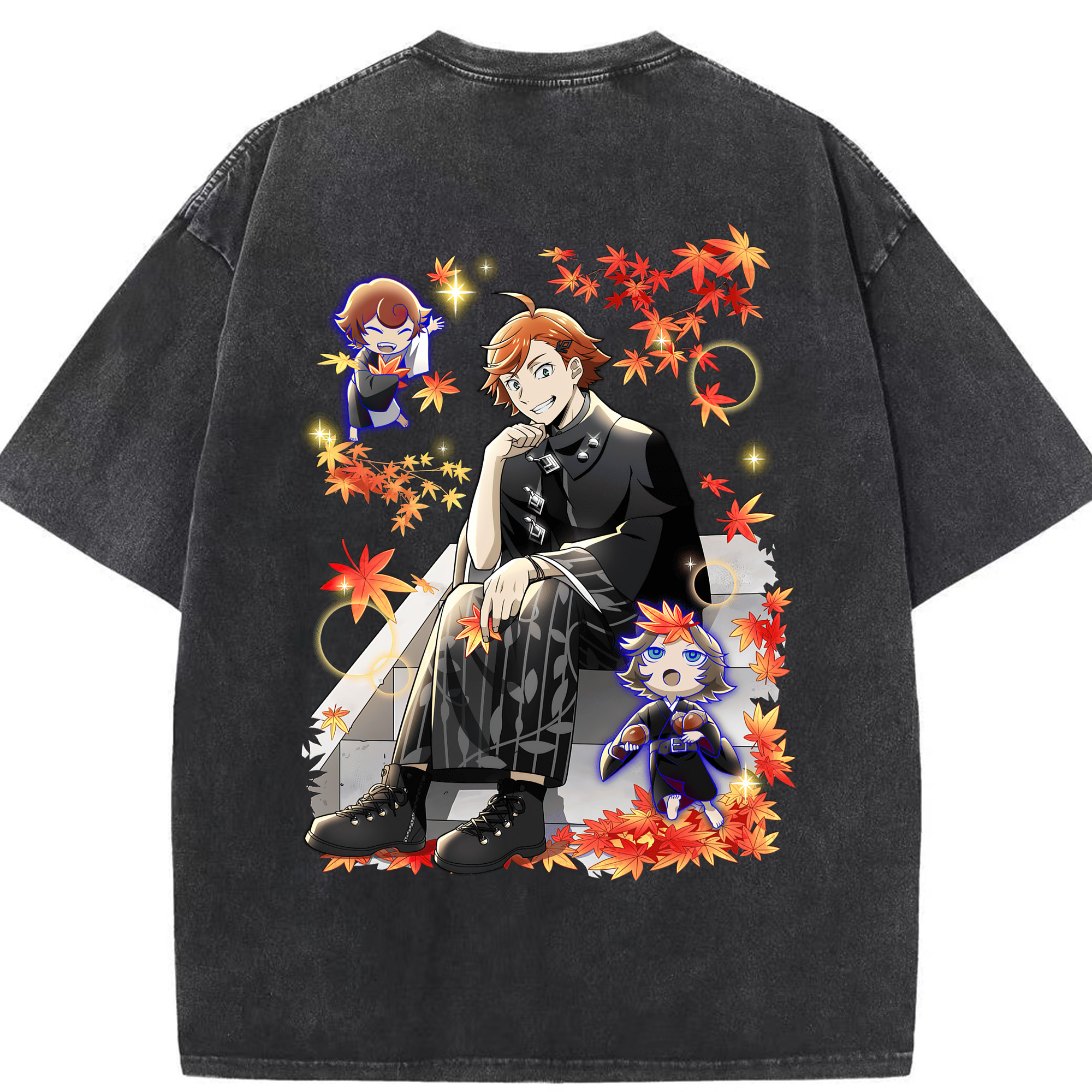 （画像用） 文豪ストレイドッグス Bungo Stray Dogs 綿100% ヴィンテージ風 半袖Tシャツ（背面プリント）
