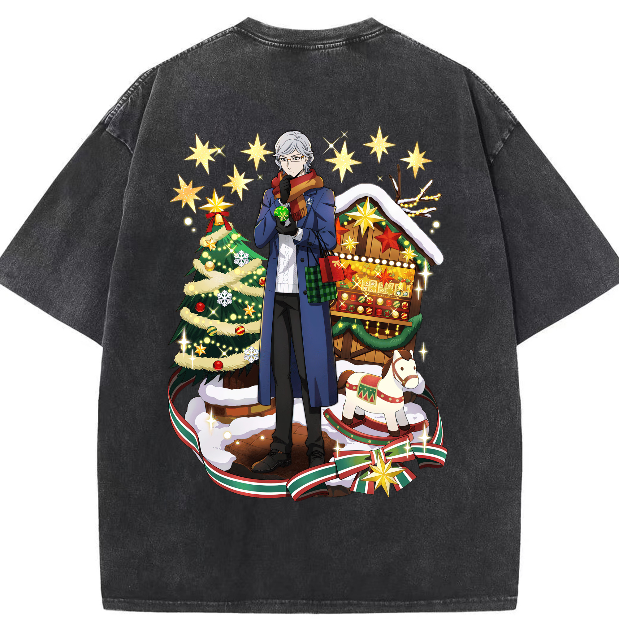 （画像用） 文豪ストレイドッグス Bungo Stray Dogs 綿100% ヴィンテージ風 半袖Tシャツ（背面プリント）
