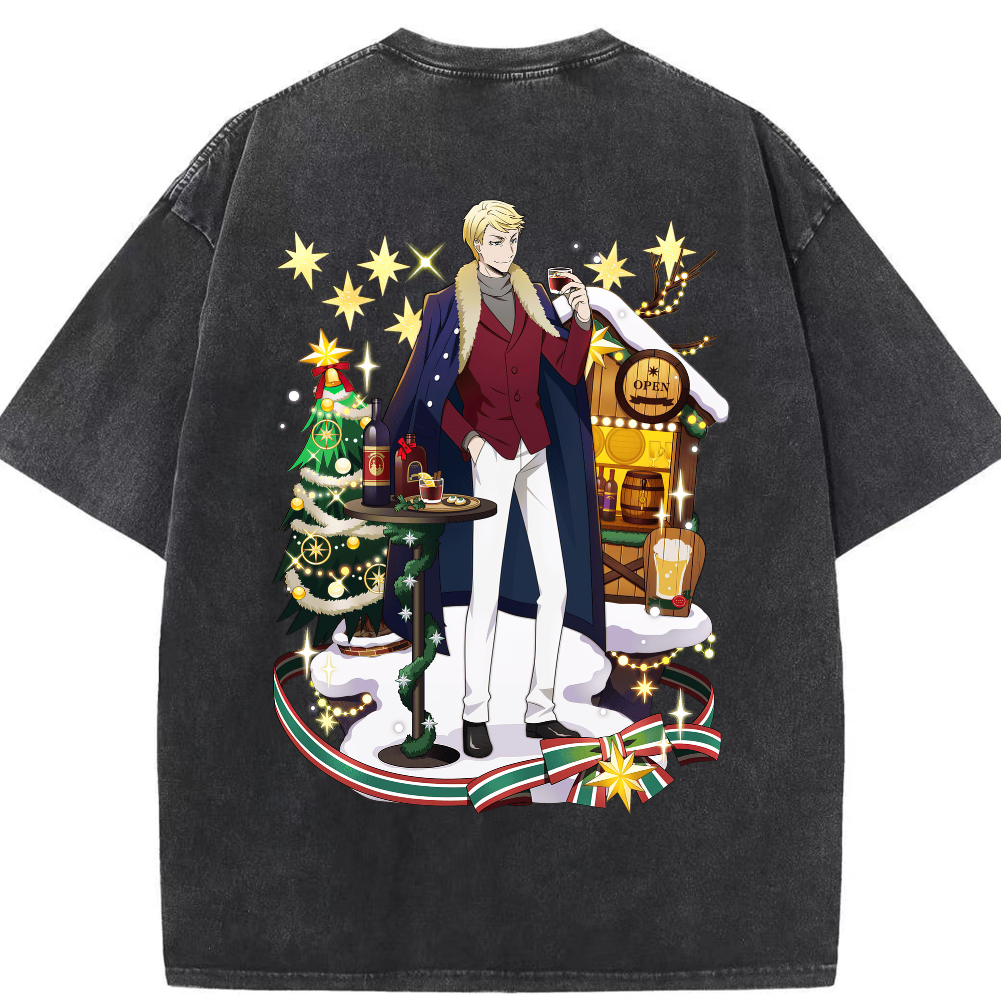 （画像用） 文豪ストレイドッグス Bungo Stray Dogs 綿100% ヴィンテージ風 半袖Tシャツ（背面プリント）