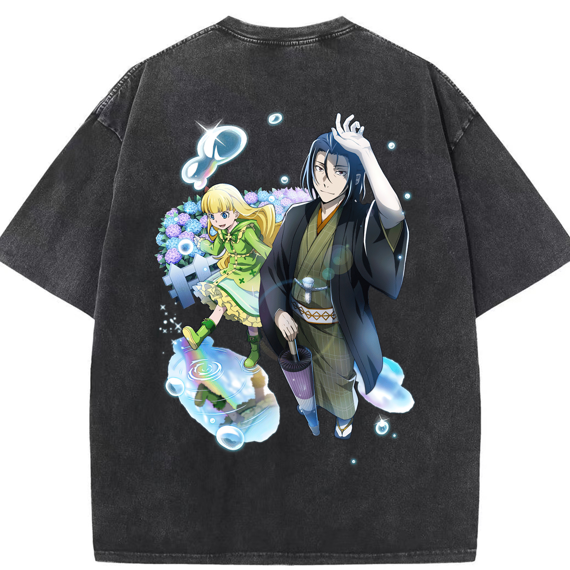 （画像用） 文豪ストレイドッグス Bungo Stray Dogs 綿100% ヴィンテージ風 半袖Tシャツ（背面プリント）