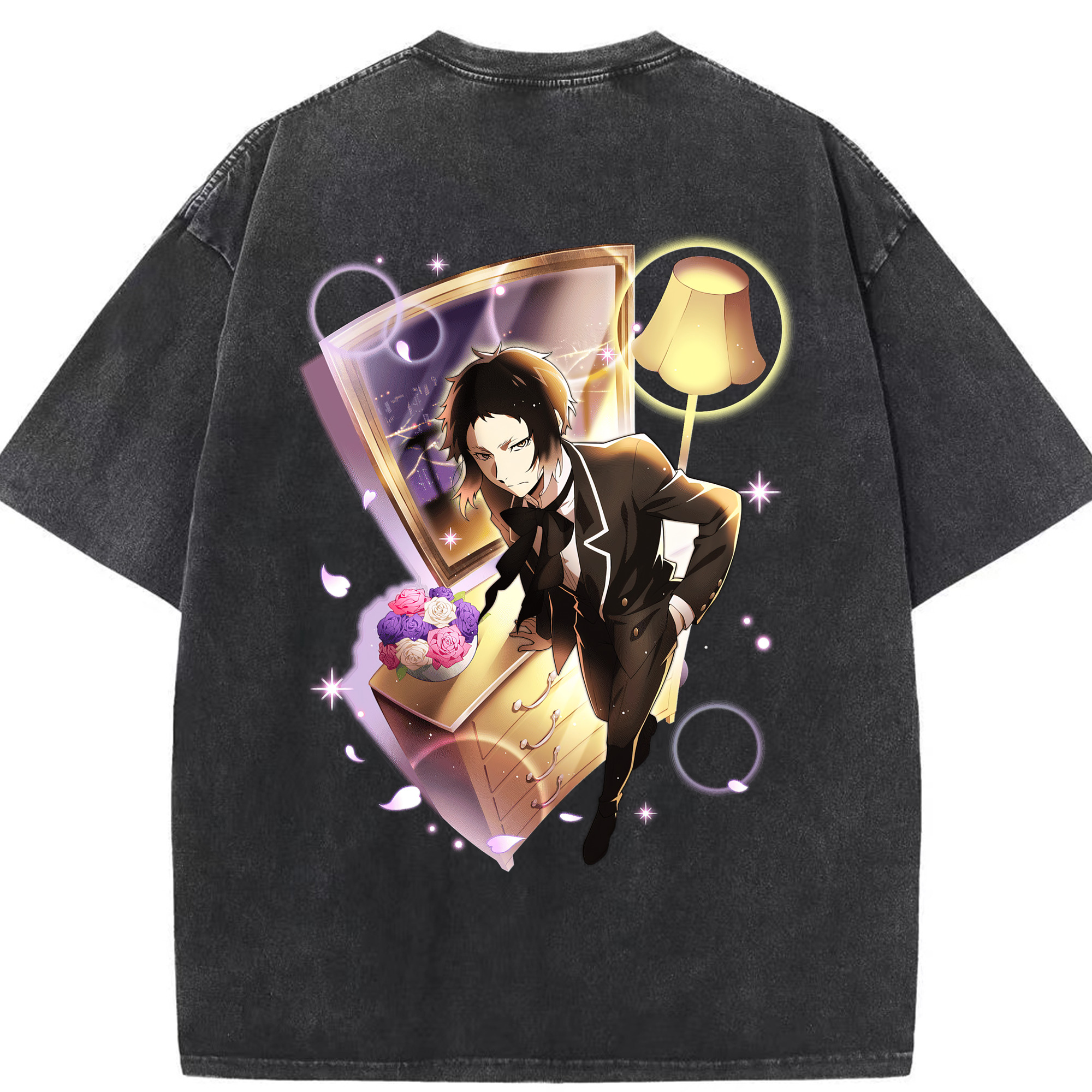 （画像用） 文豪ストレイドッグス Bungo Stray Dogs 綿100% ヴィンテージ風 半袖Tシャツ（背面プリント）