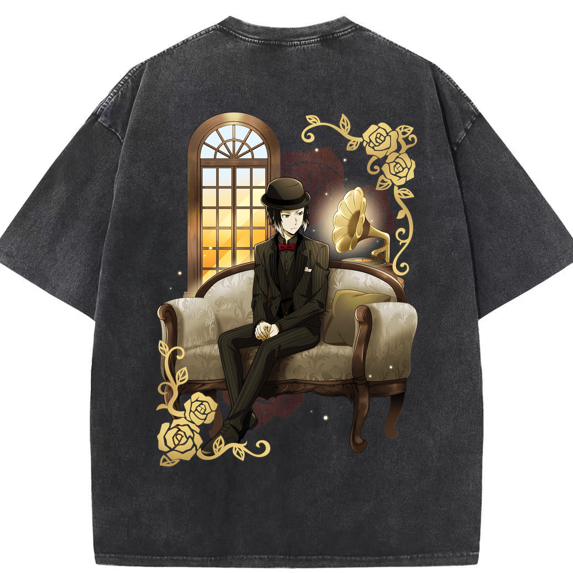 （画像用） 文豪ストレイドッグス Bungo Stray Dogs 綿100% ヴィンテージ風 半袖Tシャツ（背面プリント）