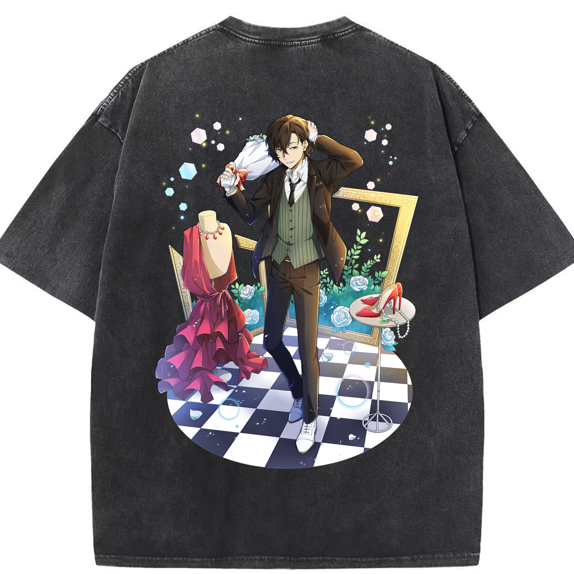 （画像用） 文豪ストレイドッグス Bungo Stray Dogs 綿100% ヴィンテージ風 半袖Tシャツ（背面プリント）