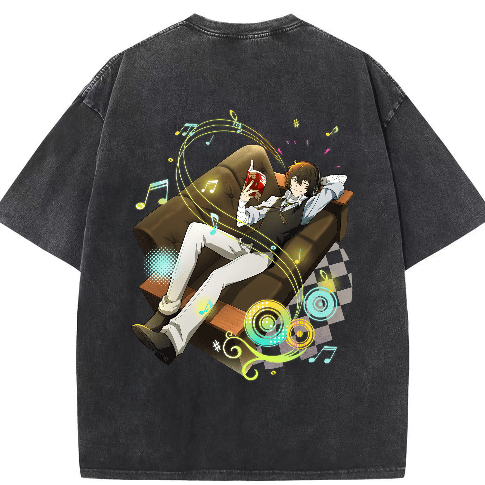 （画像用） 文豪ストレイドッグス Bungo Stray Dogs 綿100% ヴィンテージ風 半袖Tシャツ（背面プリント）