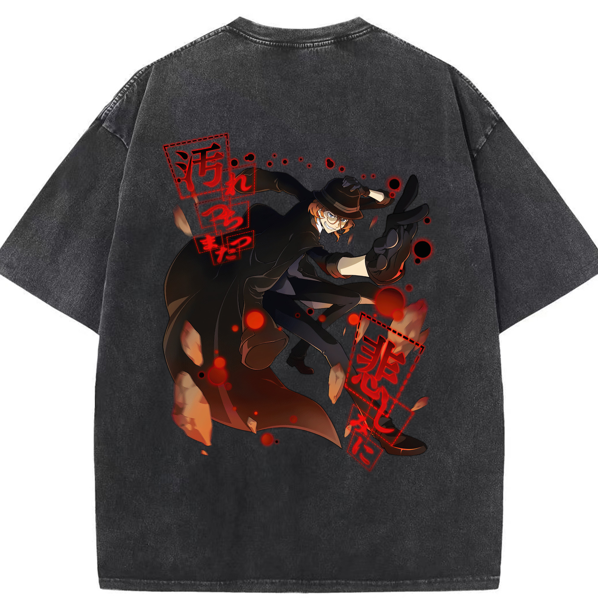 （画像用） 文豪ストレイドッグス Bungo Stray Dogs 綿100% ヴィンテージ風 半袖Tシャツ（背面プリント）