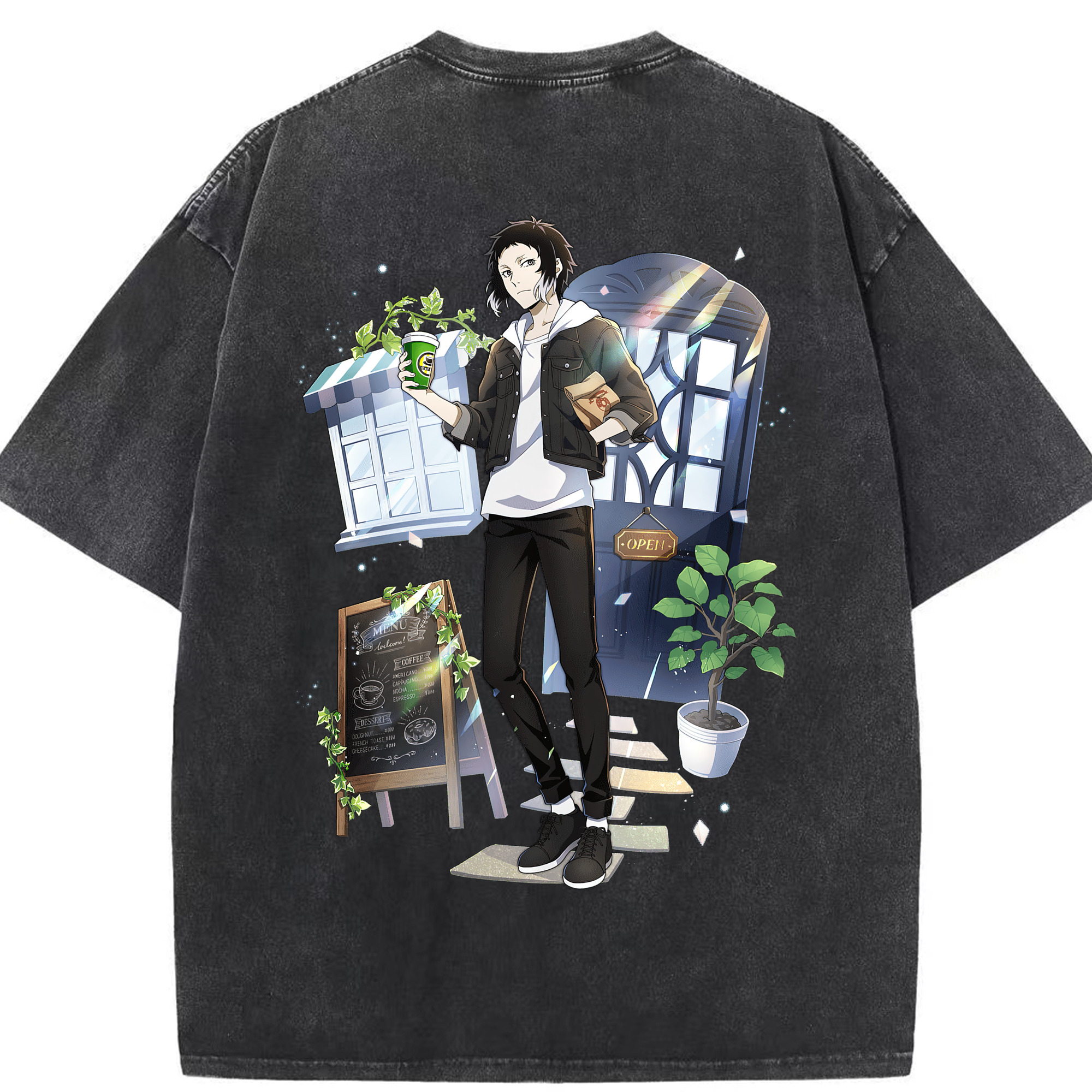 （画像用） 文豪ストレイドッグス Bungo Stray Dogs 綿100% ヴィンテージ風 半袖Tシャツ（背面プリント）