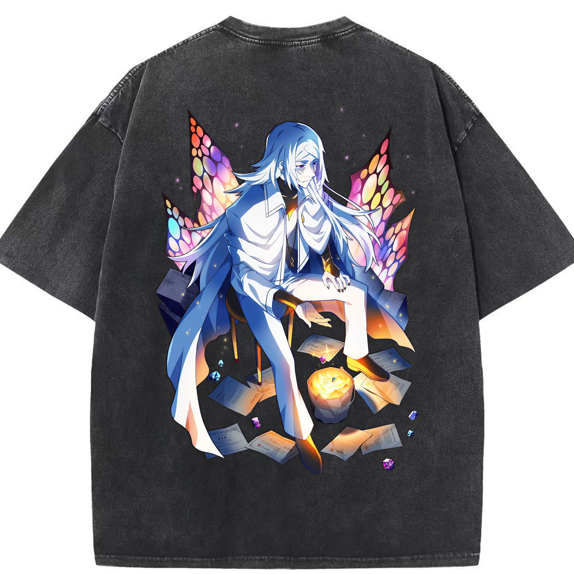 （画像用） 文豪ストレイドッグス Bungo Stray Dogs 綿100% ヴィンテージ風 半袖Tシャツ（背面プリント）