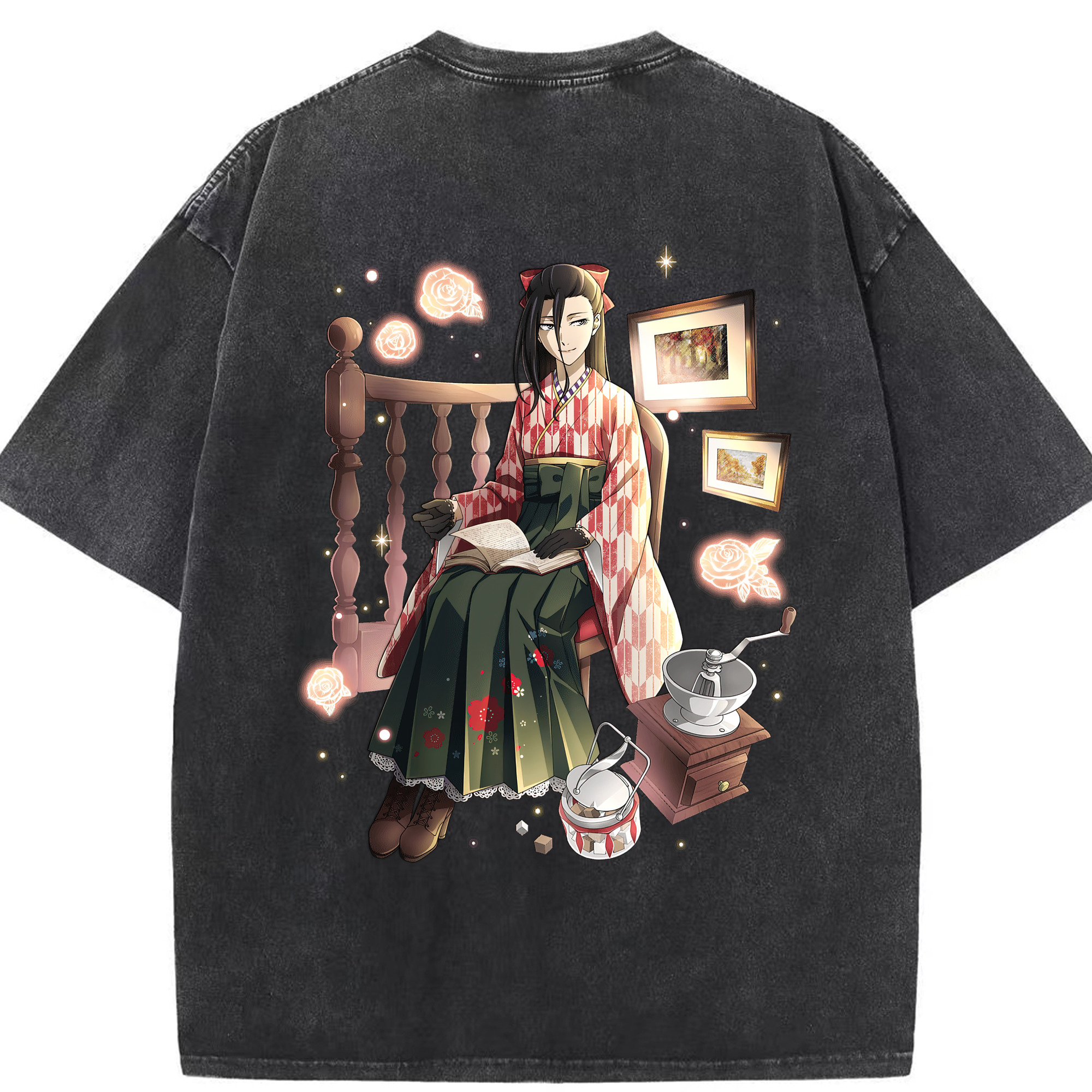 （画像用） 文豪ストレイドッグス Bungo Stray Dogs 綿100% ヴィンテージ風 半袖Tシャツ（背面プリント）