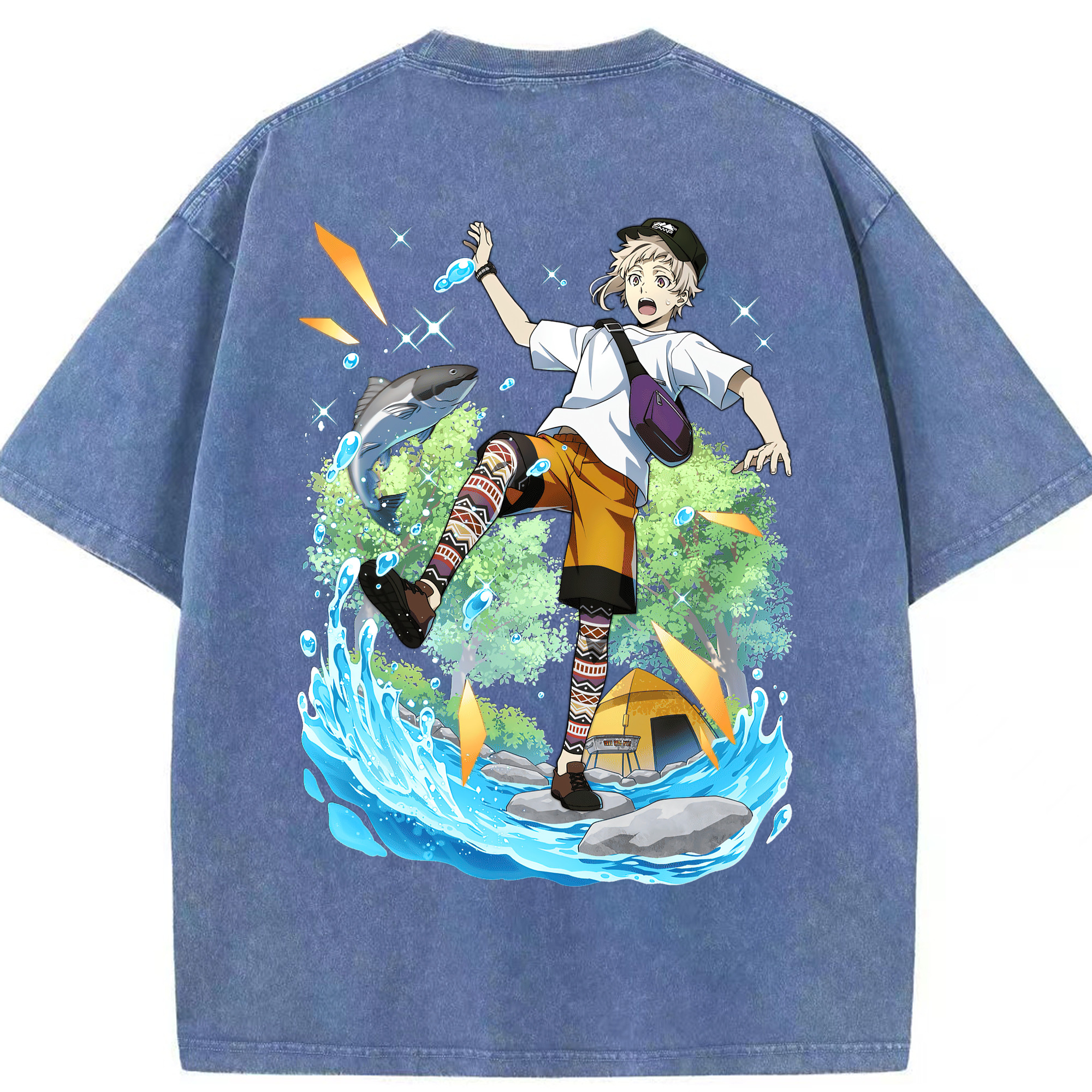 （画像用） 文豪ストレイドッグス Bungo Stray Dogs 綿100% ヴィンテージ風 半袖Tシャツ（背面プリント）
