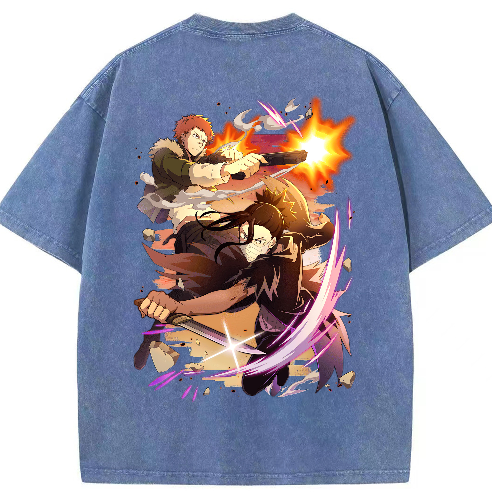 （画像用） 文豪ストレイドッグス Bungo Stray Dogs 綿100% ヴィンテージ風 半袖Tシャツ（背面プリント）