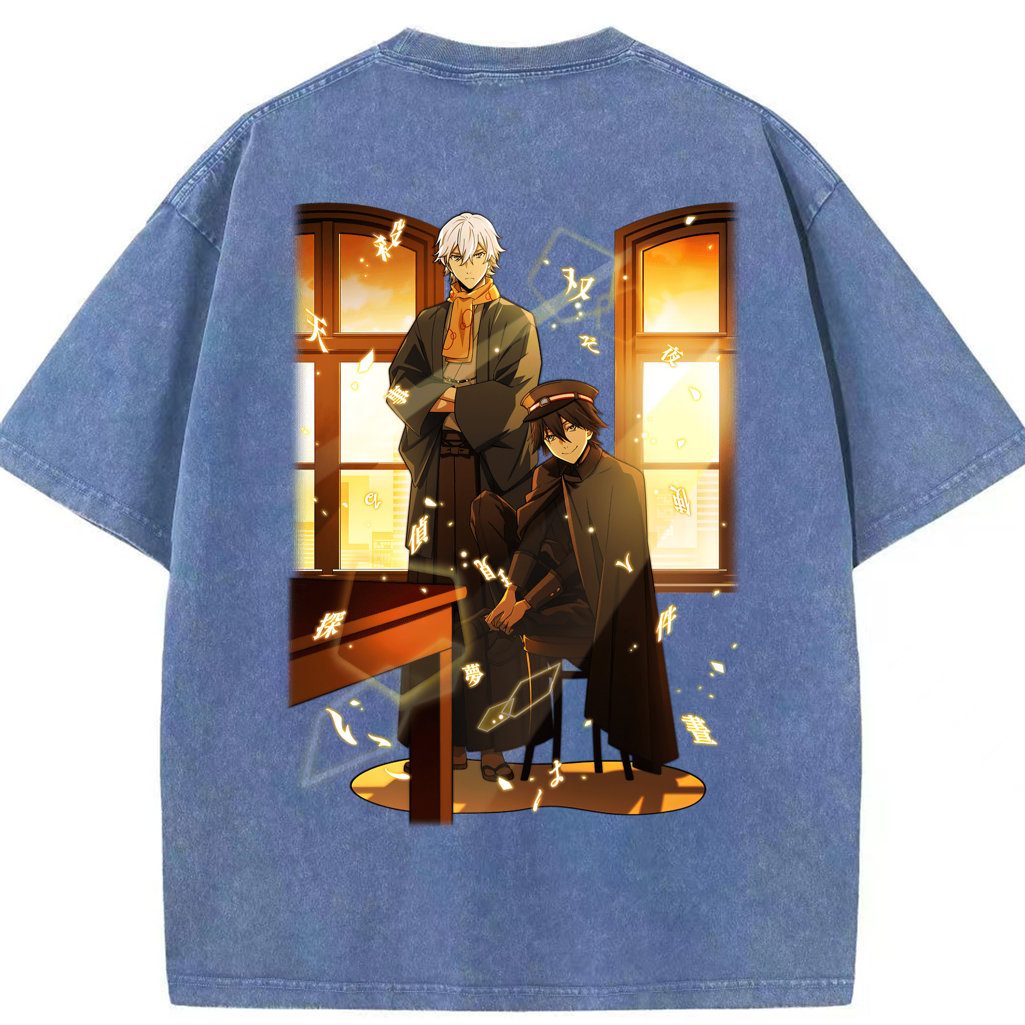 （画像用） 文豪ストレイドッグス Bungo Stray Dogs 綿100% ヴィンテージ風 半袖Tシャツ（背面プリント）
