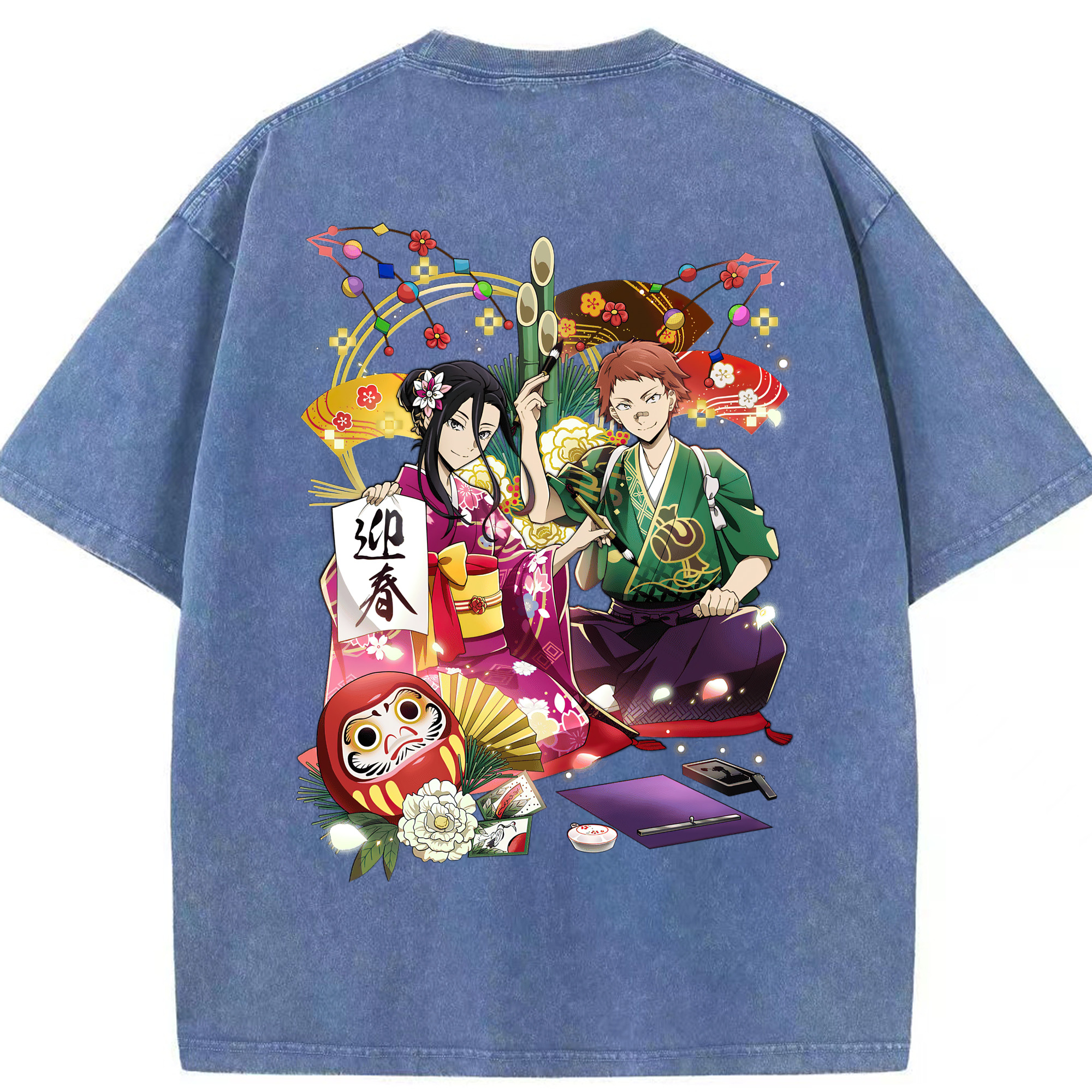 （画像用） 文豪ストレイドッグス Bungo Stray Dogs 綿100% ヴィンテージ風 半袖Tシャツ（背面プリント）