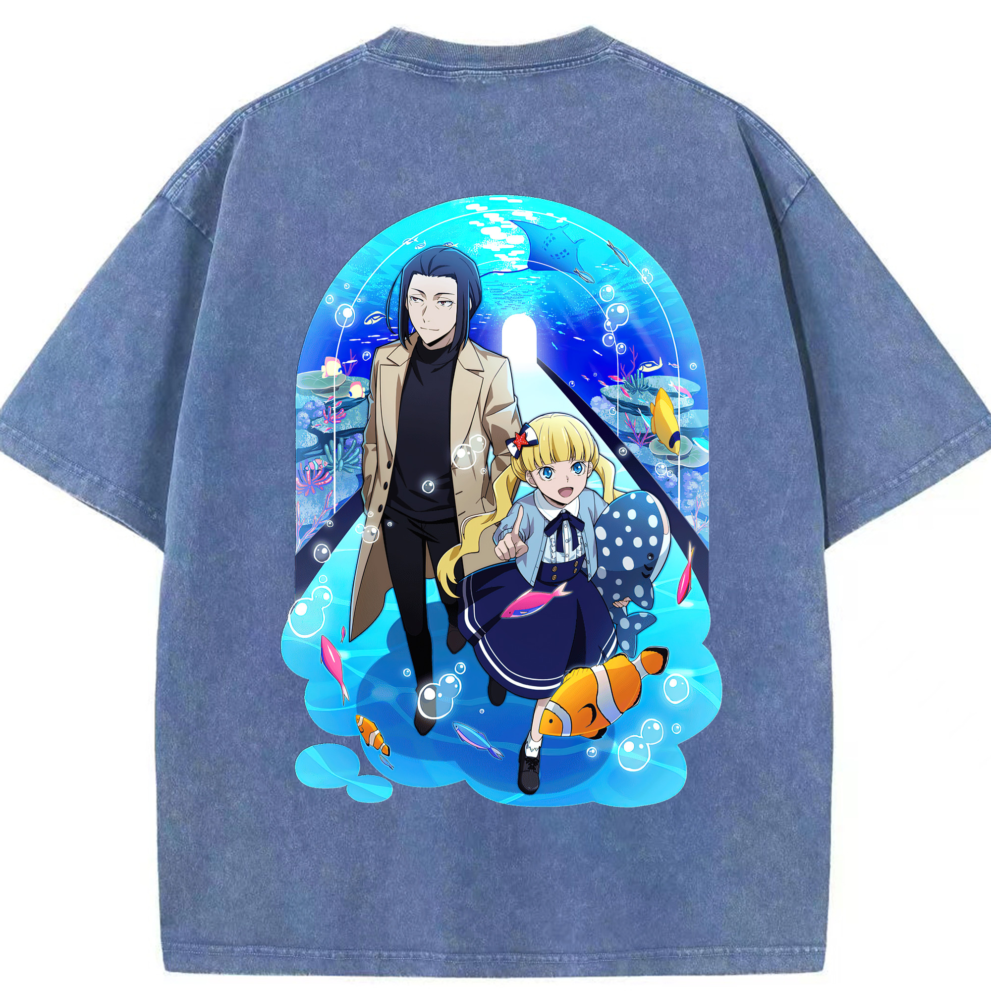 （画像用） 文豪ストレイドッグス Bungo Stray Dogs 綿100% ヴィンテージ風 半袖Tシャツ（背面プリント）