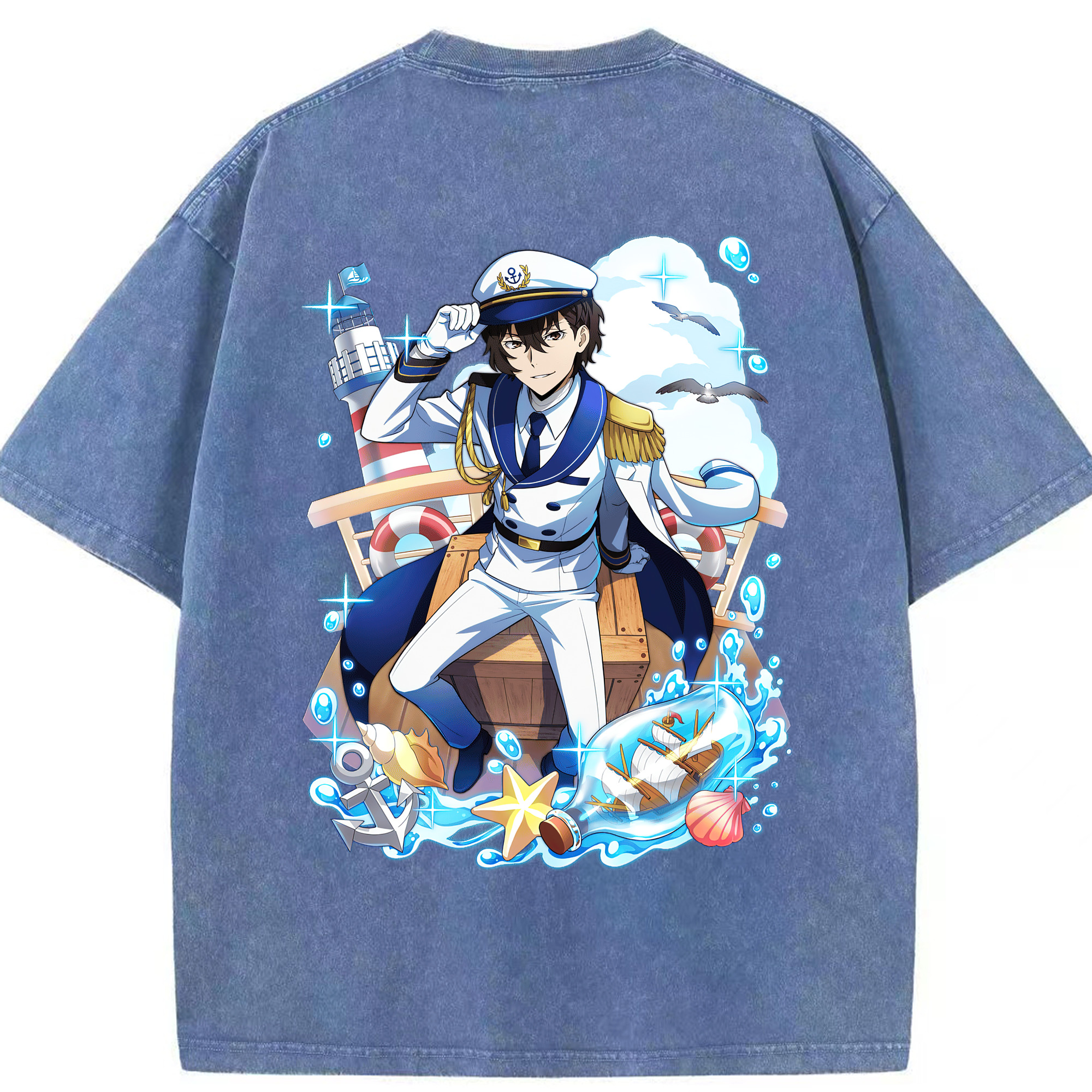 （画像用） 文豪ストレイドッグス Bungo Stray Dogs 綿100% ヴィンテージ風 半袖Tシャツ（背面プリント）
