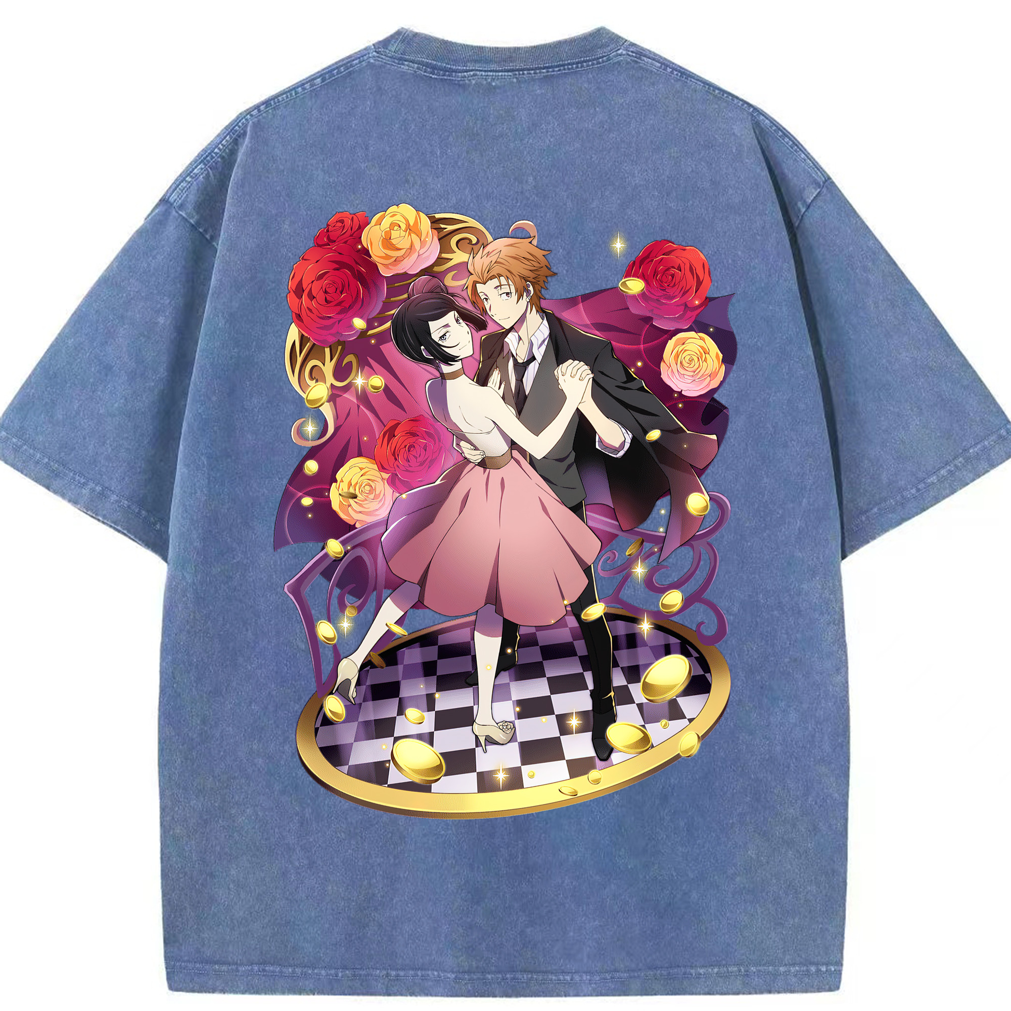 （画像用） 文豪ストレイドッグス Bungo Stray Dogs 綿100% ヴィンテージ風 半袖Tシャツ（背面プリント）
