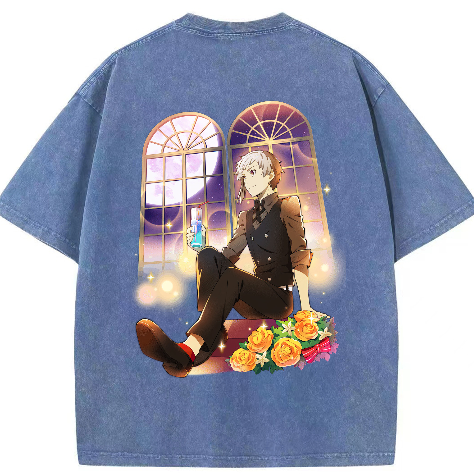 （画像用） 文豪ストレイドッグス Bungo Stray Dogs 綿100% ヴィンテージ風 半袖Tシャツ（背面プリント）