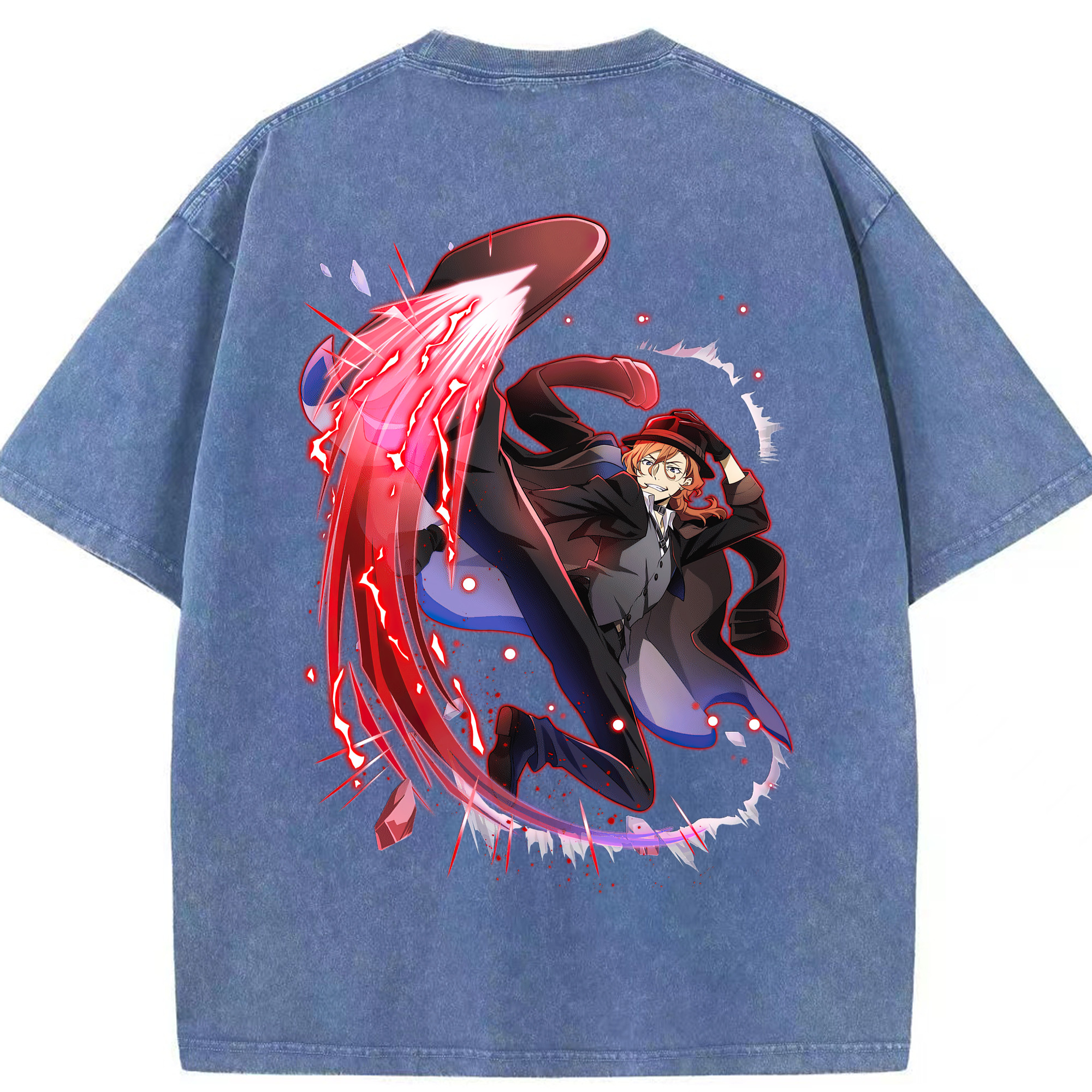 （画像用） 文豪ストレイドッグス Bungo Stray Dogs 綿100% ヴィンテージ風 半袖Tシャツ（背面プリント）