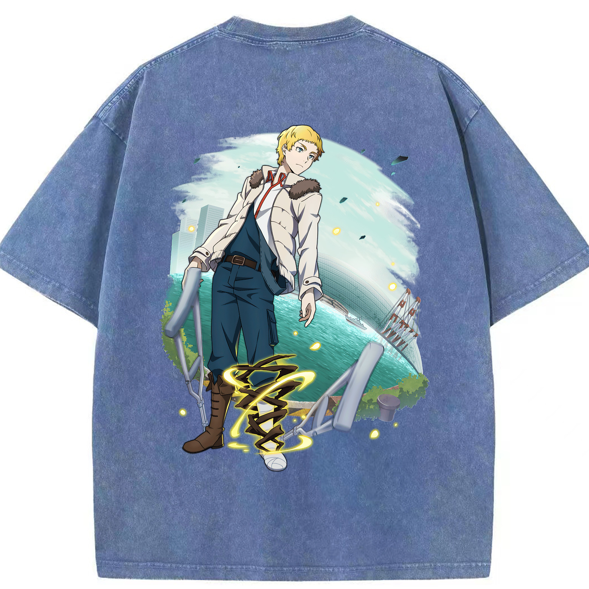 （画像用） 文豪ストレイドッグス Bungo Stray Dogs 綿100% ヴィンテージ風 半袖Tシャツ（背面プリント）