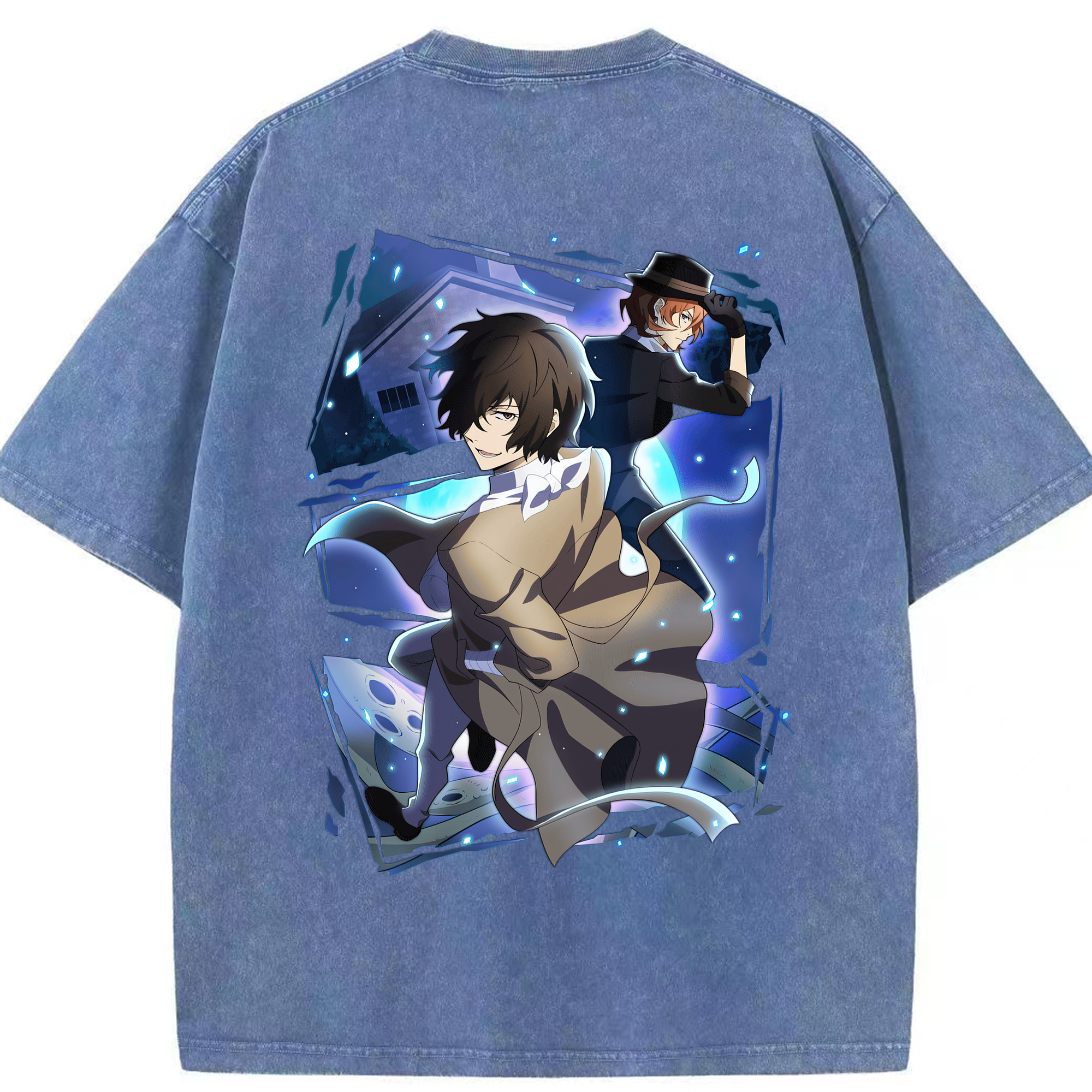 （画像用） 文豪ストレイドッグス Bungo Stray Dogs 綿100% ヴィンテージ風 半袖Tシャツ（背面プリント）