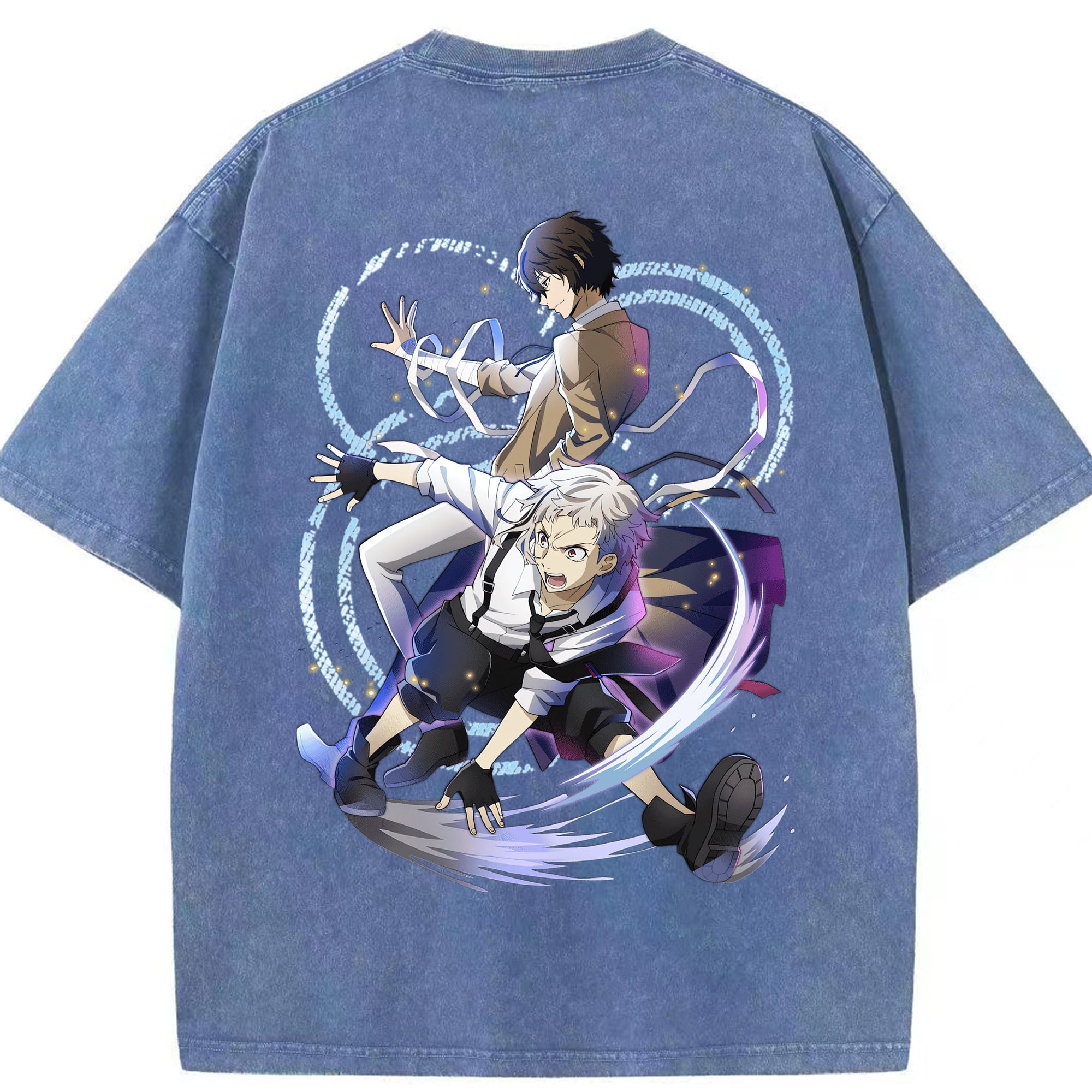 （画像用） 文豪ストレイドッグス Bungo Stray Dogs 綿100% ヴィンテージ風 半袖Tシャツ（背面プリント）