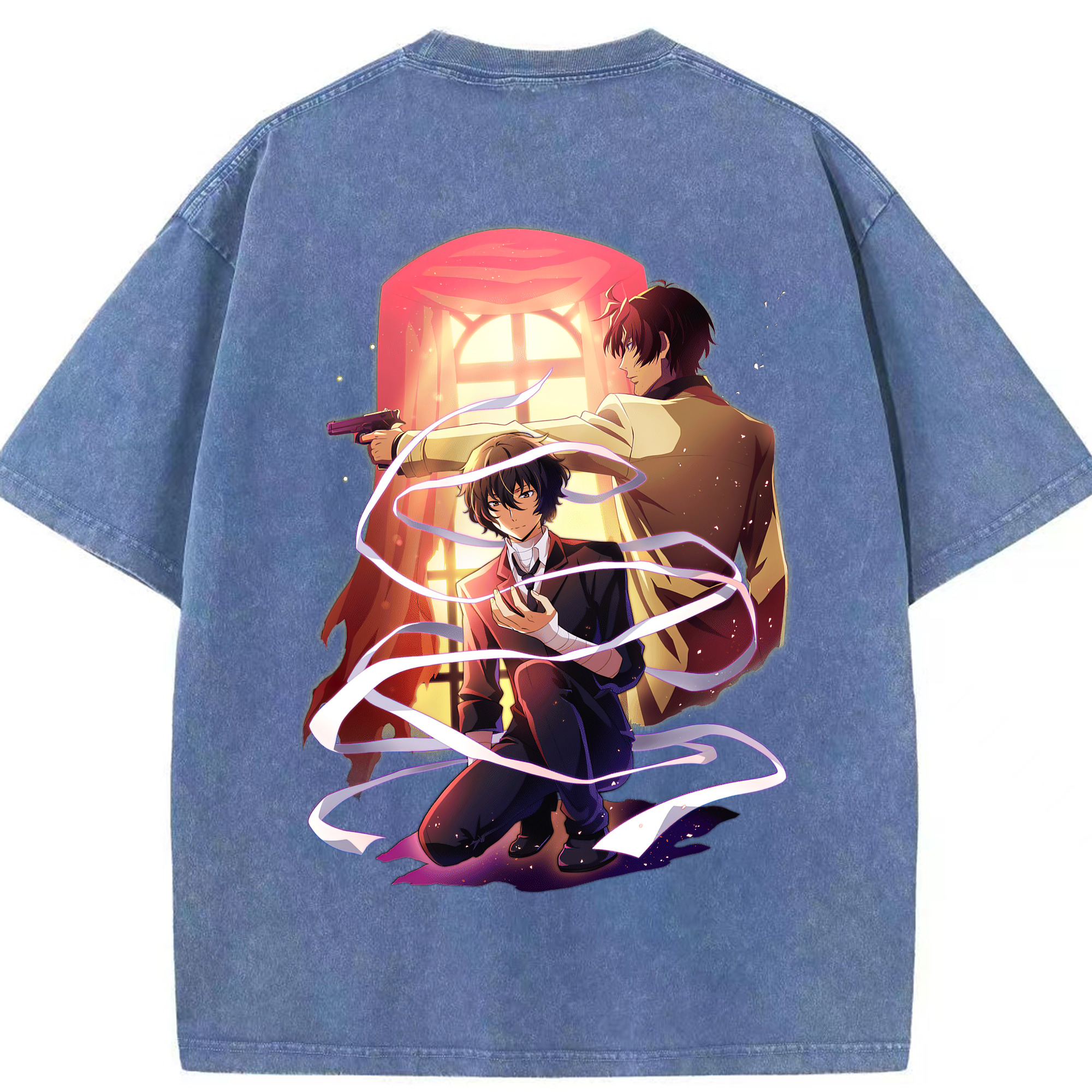 （画像用） 文豪ストレイドッグス Bungo Stray Dogs 綿100% ヴィンテージ風 半袖Tシャツ（背面プリント）
