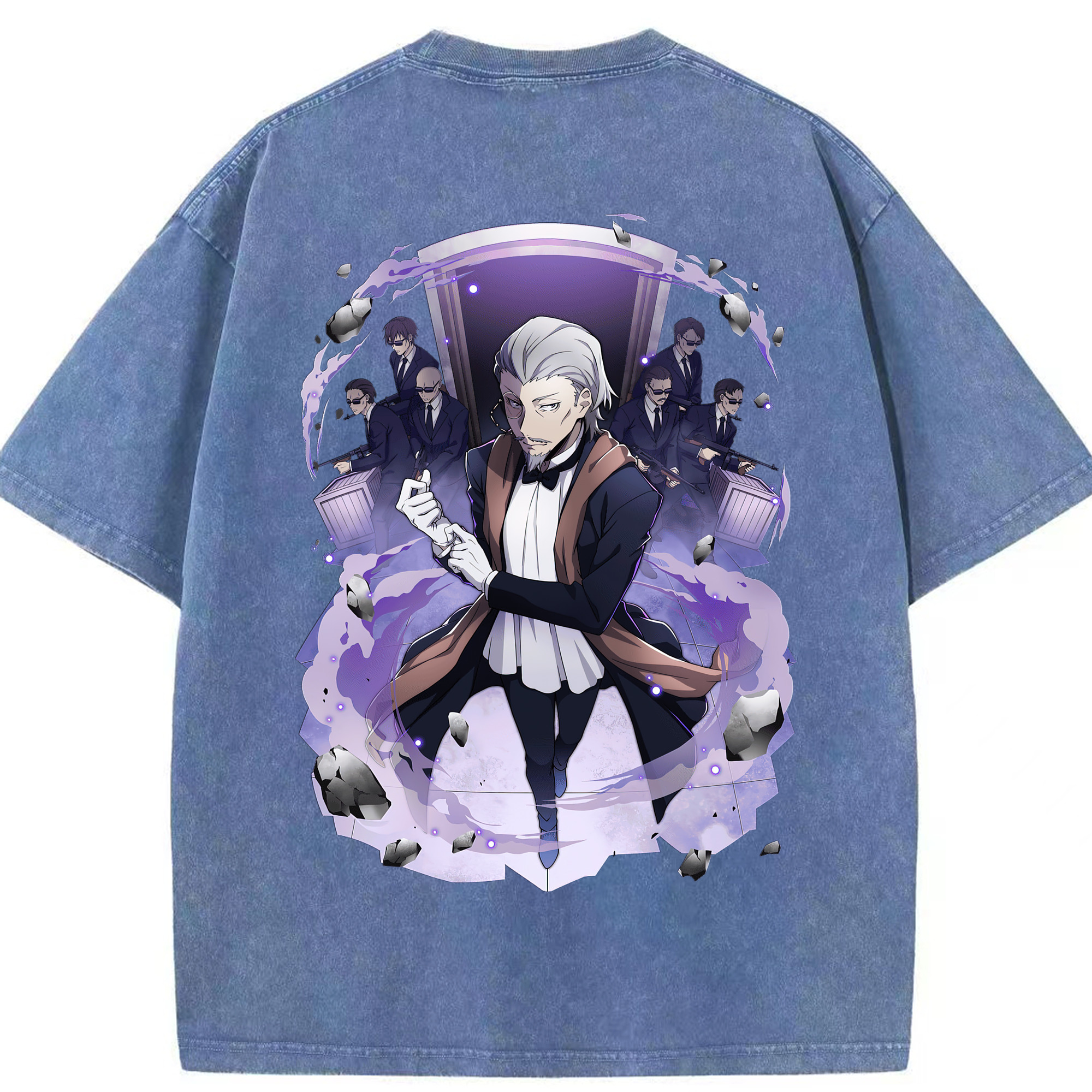 （画像用） 文豪ストレイドッグス Bungo Stray Dogs 綿100% ヴィンテージ風 半袖Tシャツ（背面プリント）