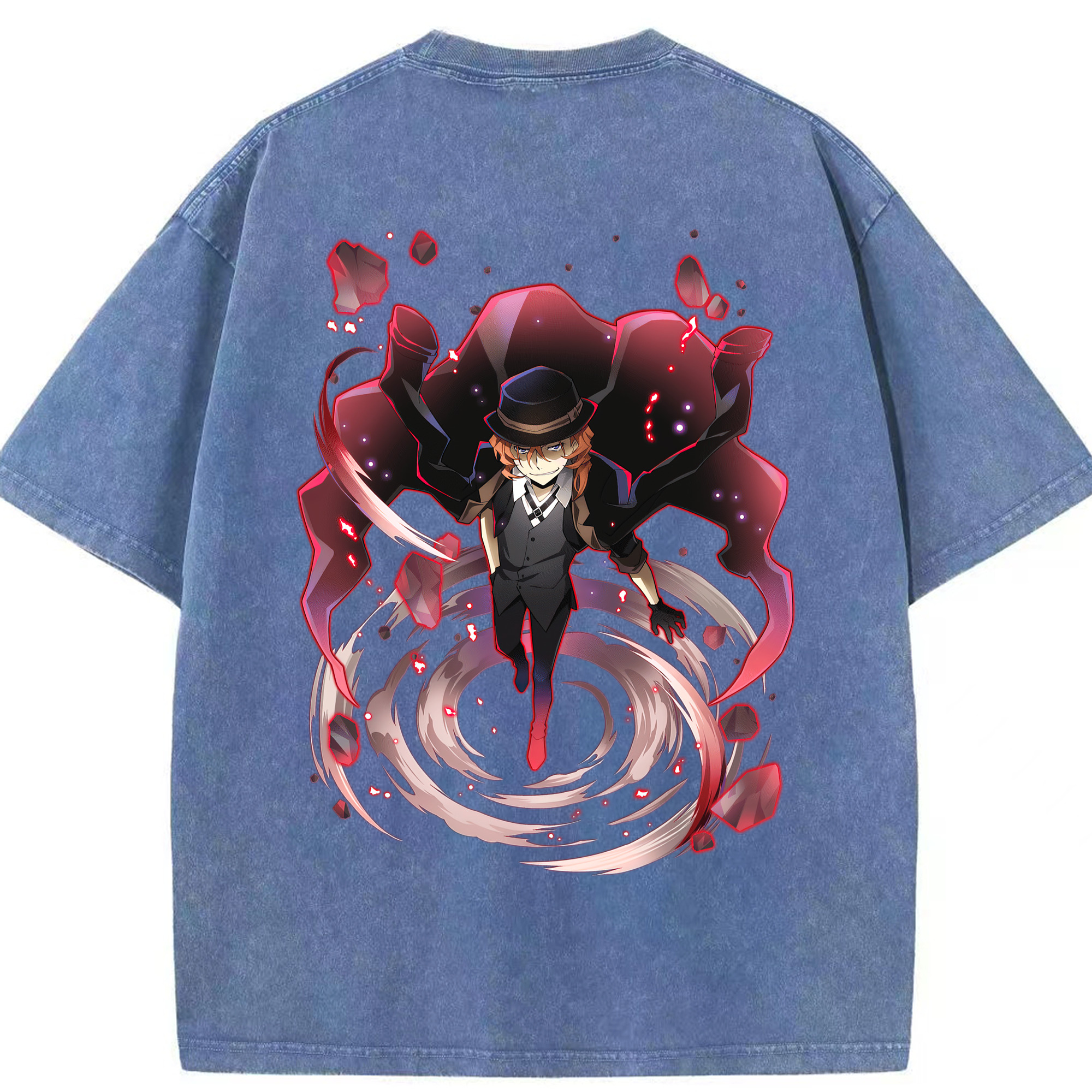 （画像用） 文豪ストレイドッグス Bungo Stray Dogs 綿100% ヴィンテージ風 半袖Tシャツ（背面プリント）