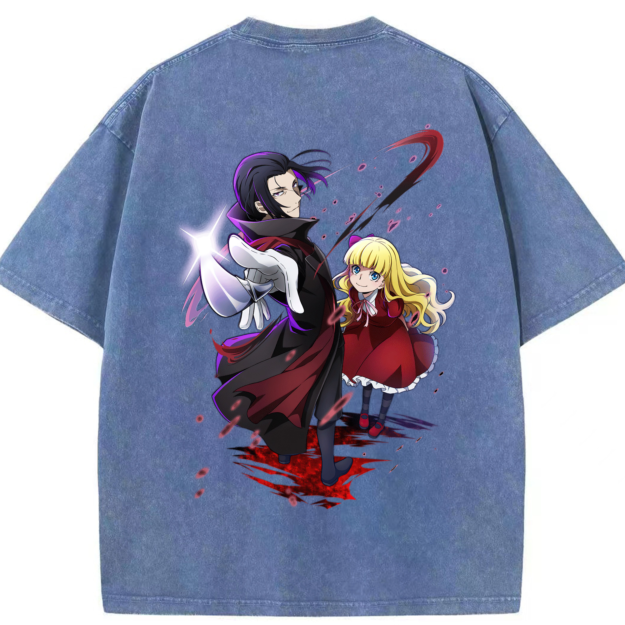 （画像用） 文豪ストレイドッグス Bungo Stray Dogs 綿100% ヴィンテージ風 半袖Tシャツ（背面プリント）