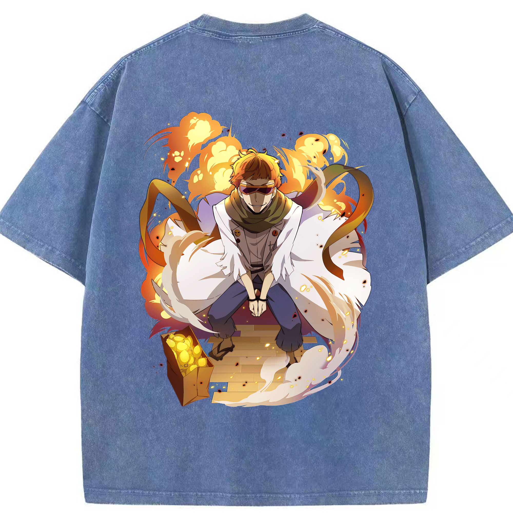 （画像用） 文豪ストレイドッグス Bungo Stray Dogs 綿100% ヴィンテージ風 半袖Tシャツ（背面プリント）