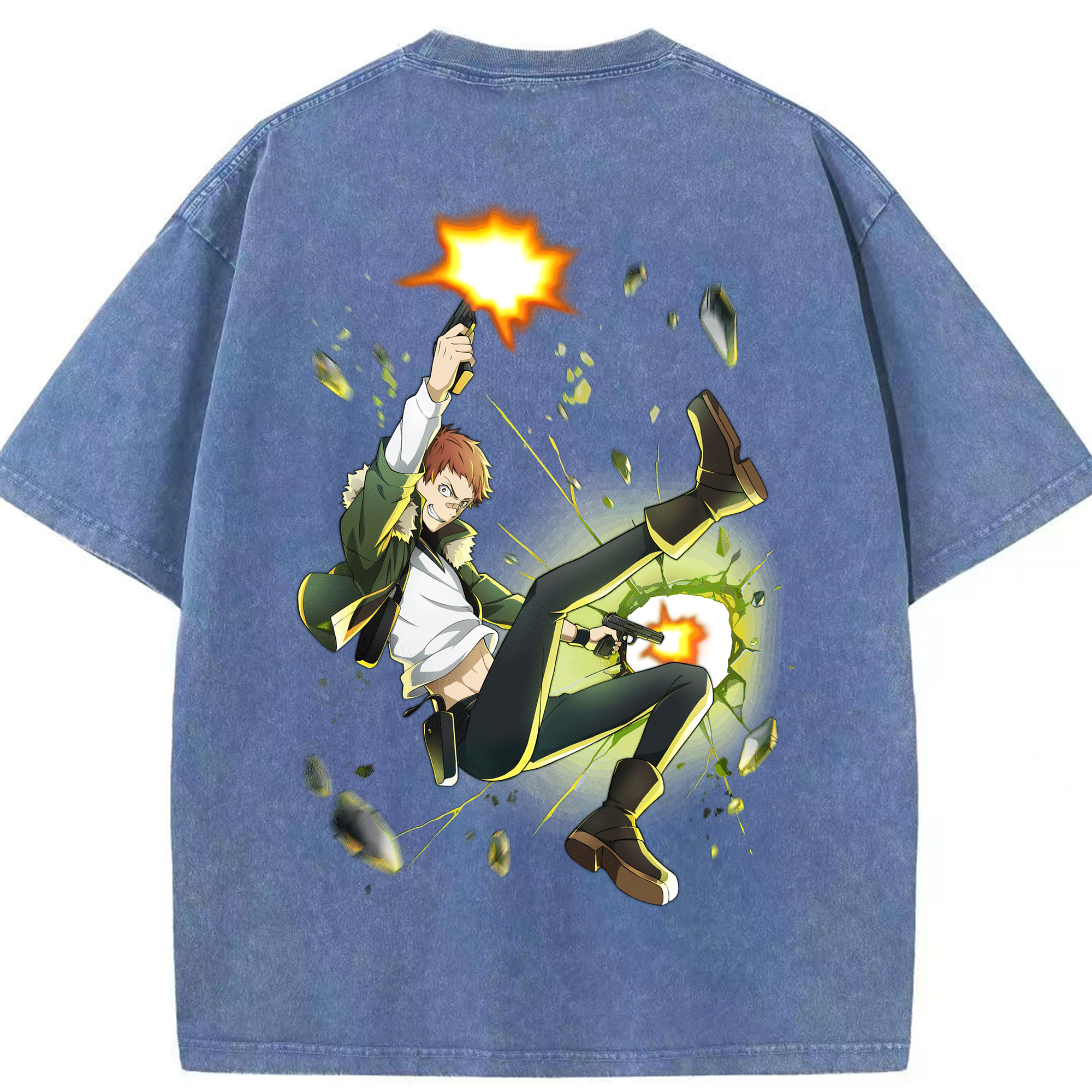 （画像用） 文豪ストレイドッグス Bungo Stray Dogs 綿100% ヴィンテージ風 半袖Tシャツ（背面プリント）