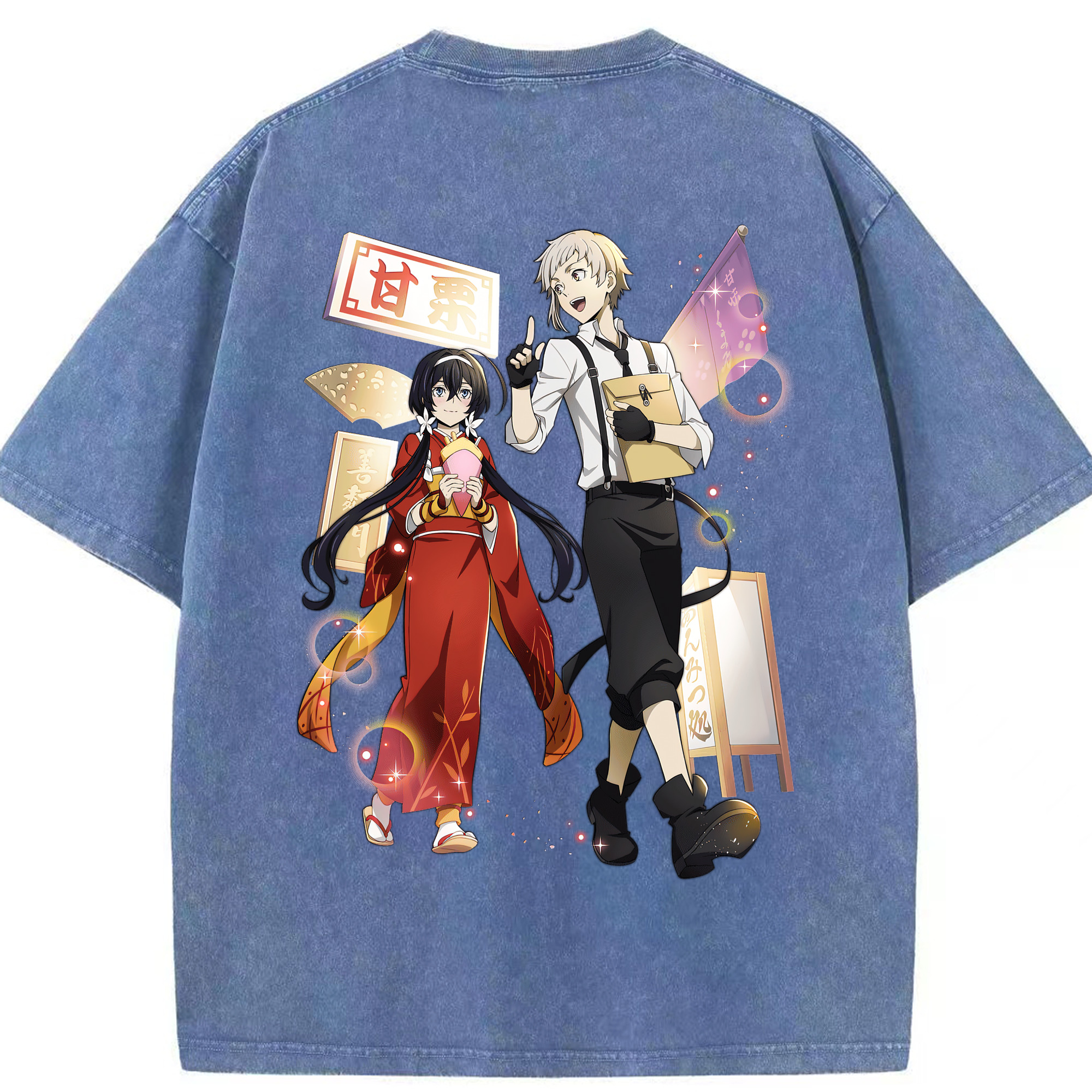 （画像用） 文豪ストレイドッグス Bungo Stray Dogs 綿100% ヴィンテージ風 半袖Tシャツ（背面プリント）