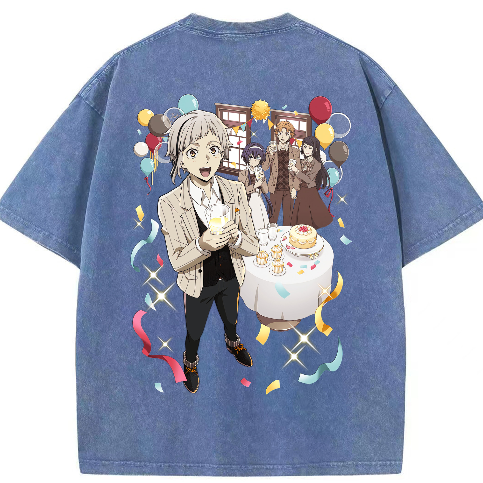 （画像用） 文豪ストレイドッグス Bungo Stray Dogs 綿100% ヴィンテージ風 半袖Tシャツ（背面プリント）