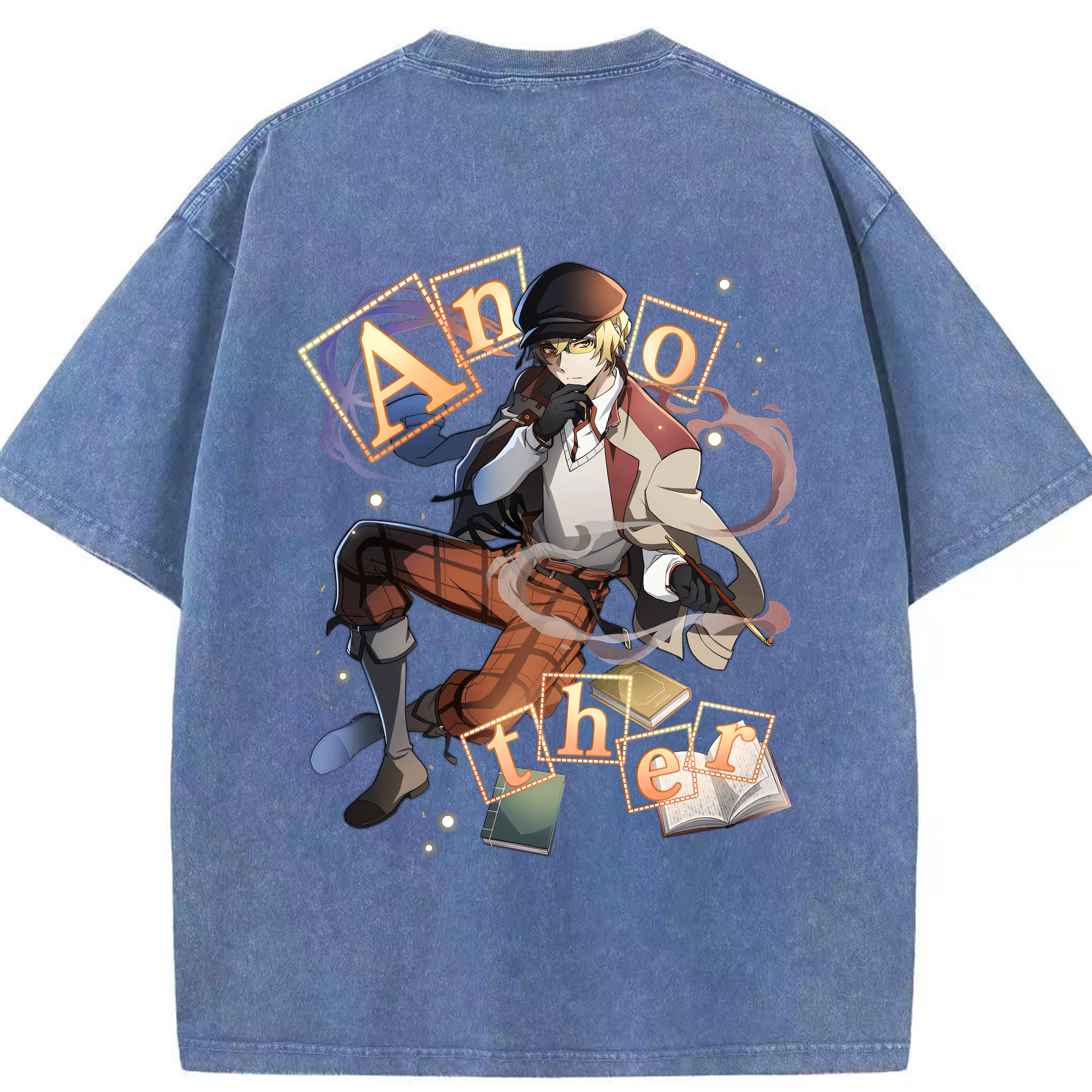 （画像用） 文豪ストレイドッグス Bungo Stray Dogs 綿100% ヴィンテージ風 半袖Tシャツ（背面プリント）