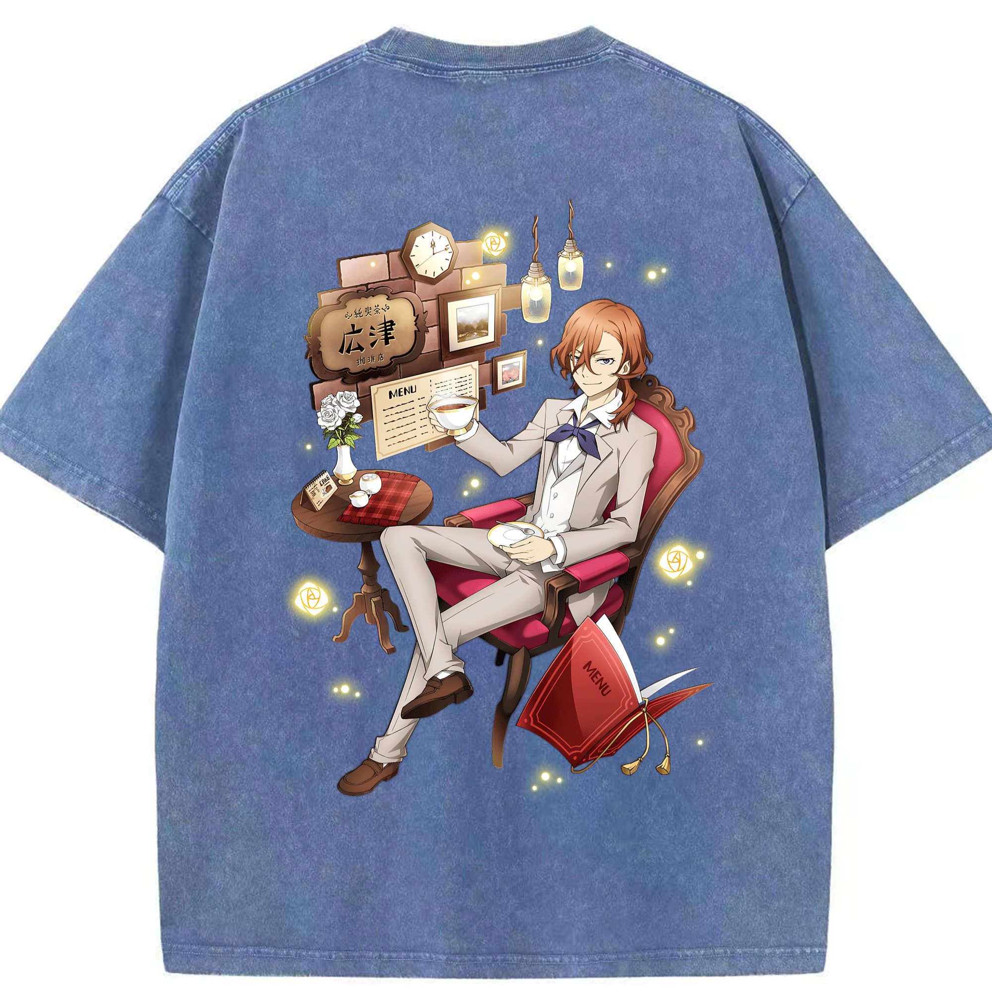 （画像用） 文豪ストレイドッグス Bungo Stray Dogs 綿100% ヴィンテージ風 半袖Tシャツ（背面プリント）