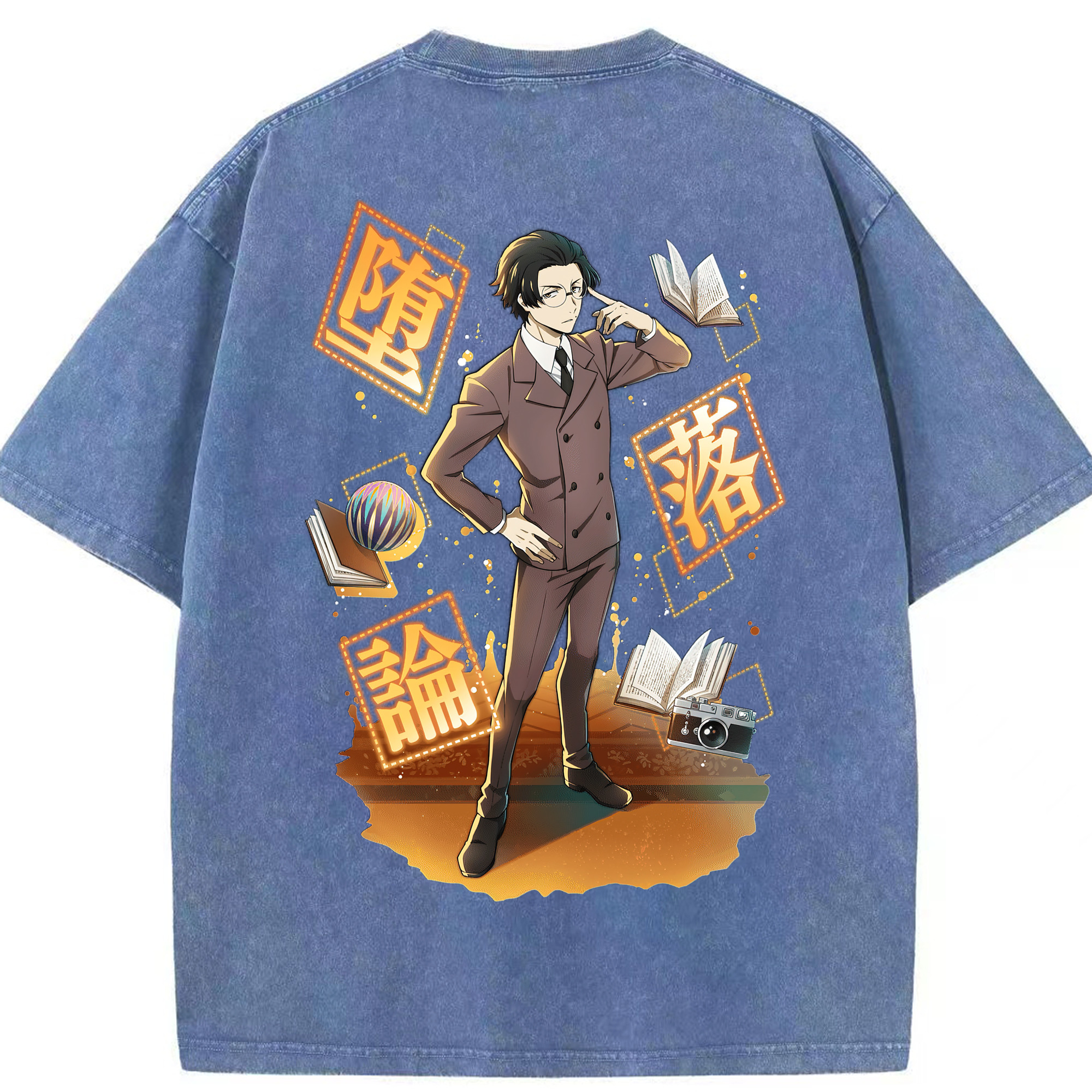 （画像用） 文豪ストレイドッグス Bungo Stray Dogs 綿100% ヴィンテージ風 半袖Tシャツ（背面プリント）