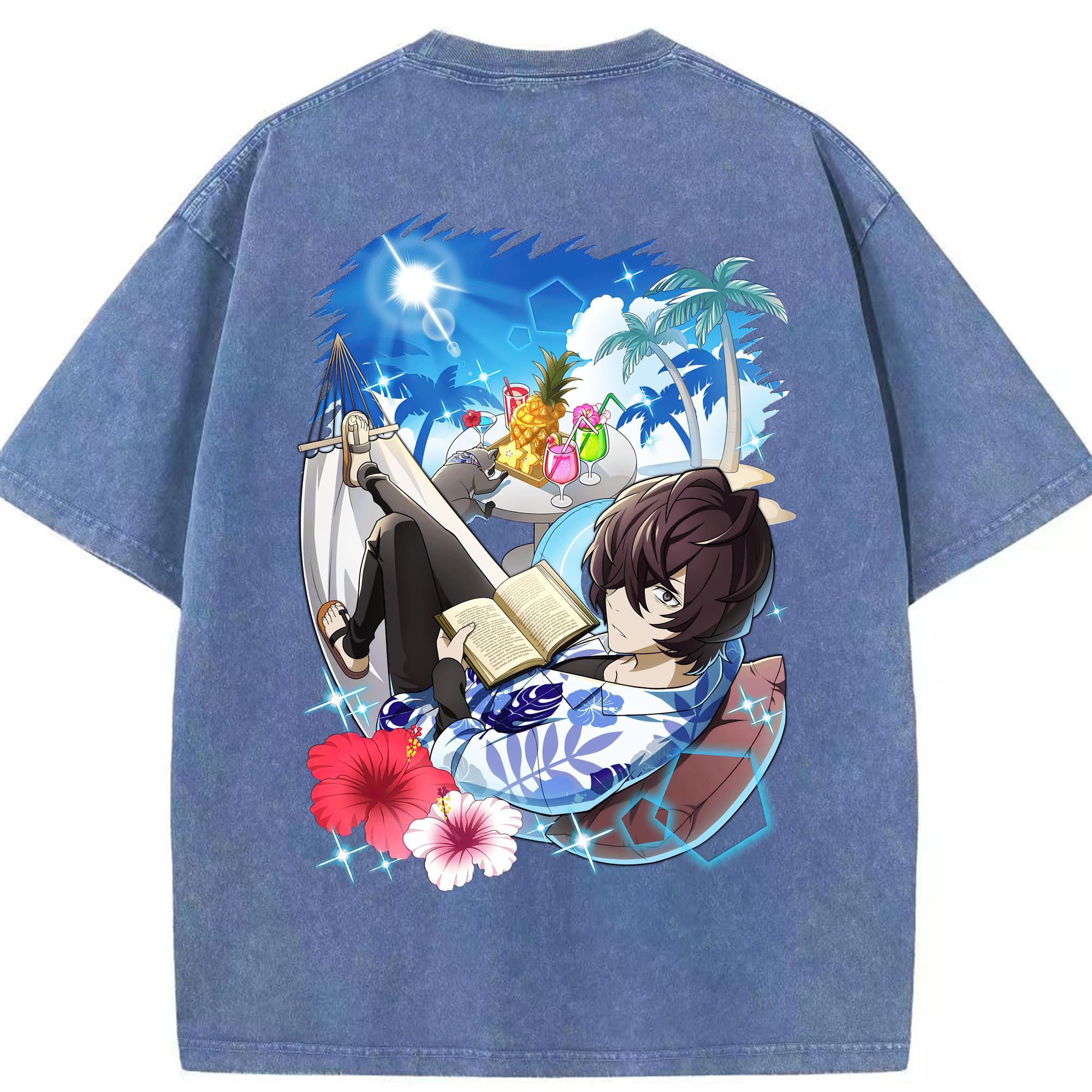 （画像用） 文豪ストレイドッグス Bungo Stray Dogs 綿100% ヴィンテージ風 半袖Tシャツ（背面プリント）