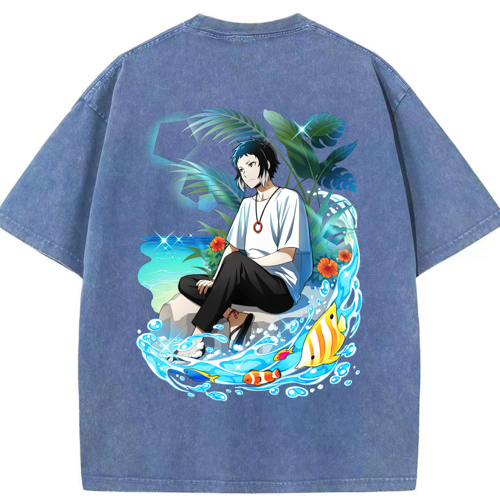 （画像用） 文豪ストレイドッグス Bungo Stray Dogs 綿100% ヴィンテージ風 半袖Tシャツ（背面プリント）