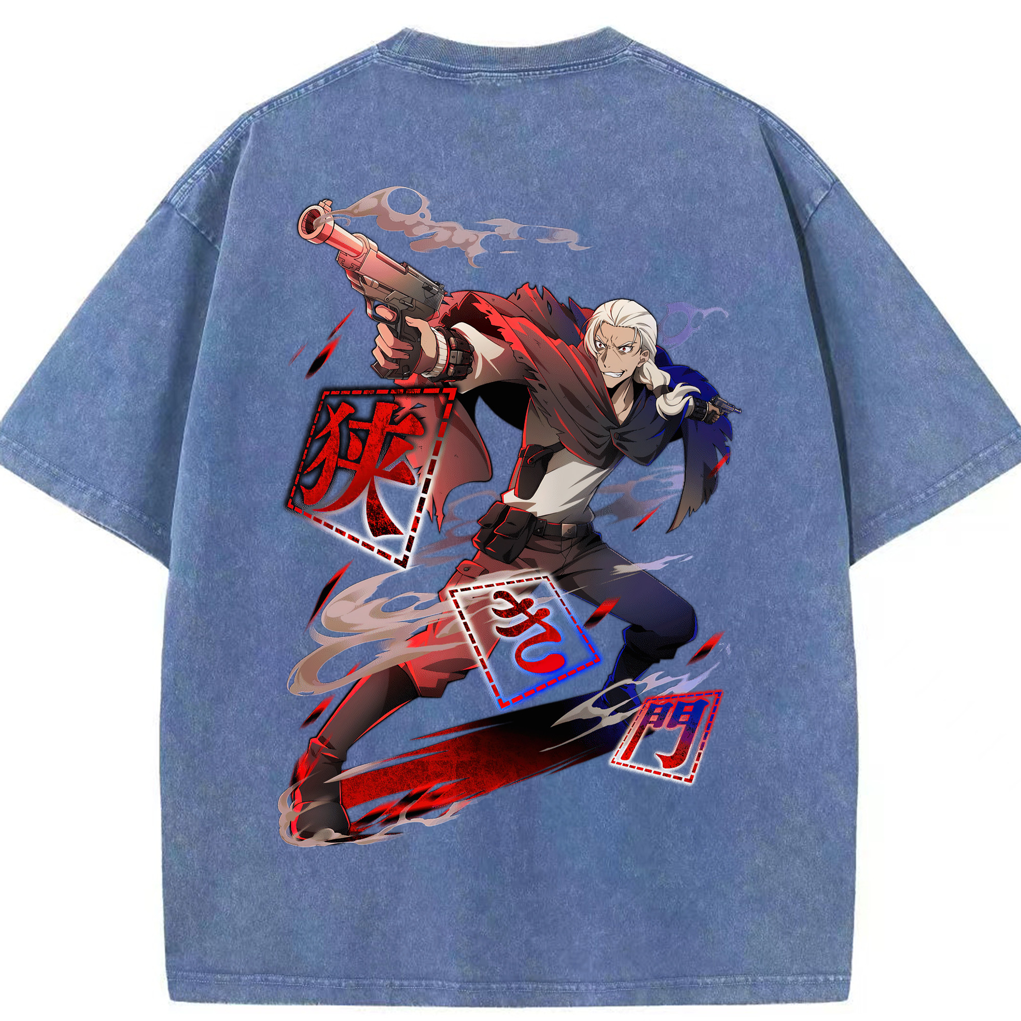 （画像用） 文豪ストレイドッグス Bungo Stray Dogs 綿100% ヴィンテージ風 半袖Tシャツ（背面プリント）