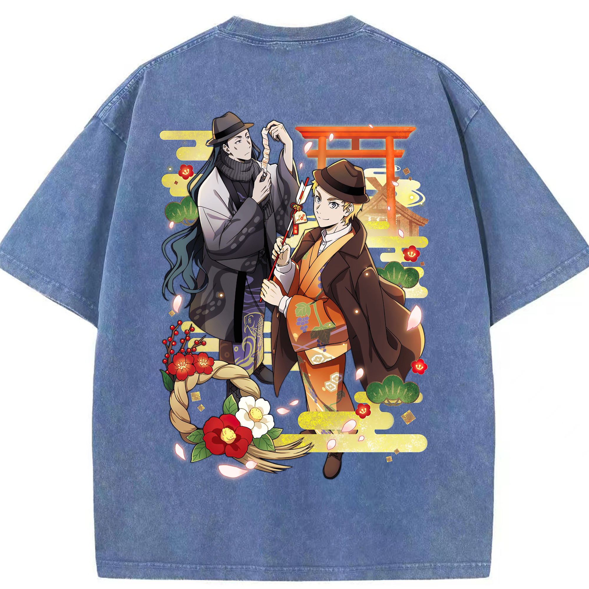 （画像用） 文豪ストレイドッグス Bungo Stray Dogs 綿100% ヴィンテージ風 半袖Tシャツ（背面プリント）