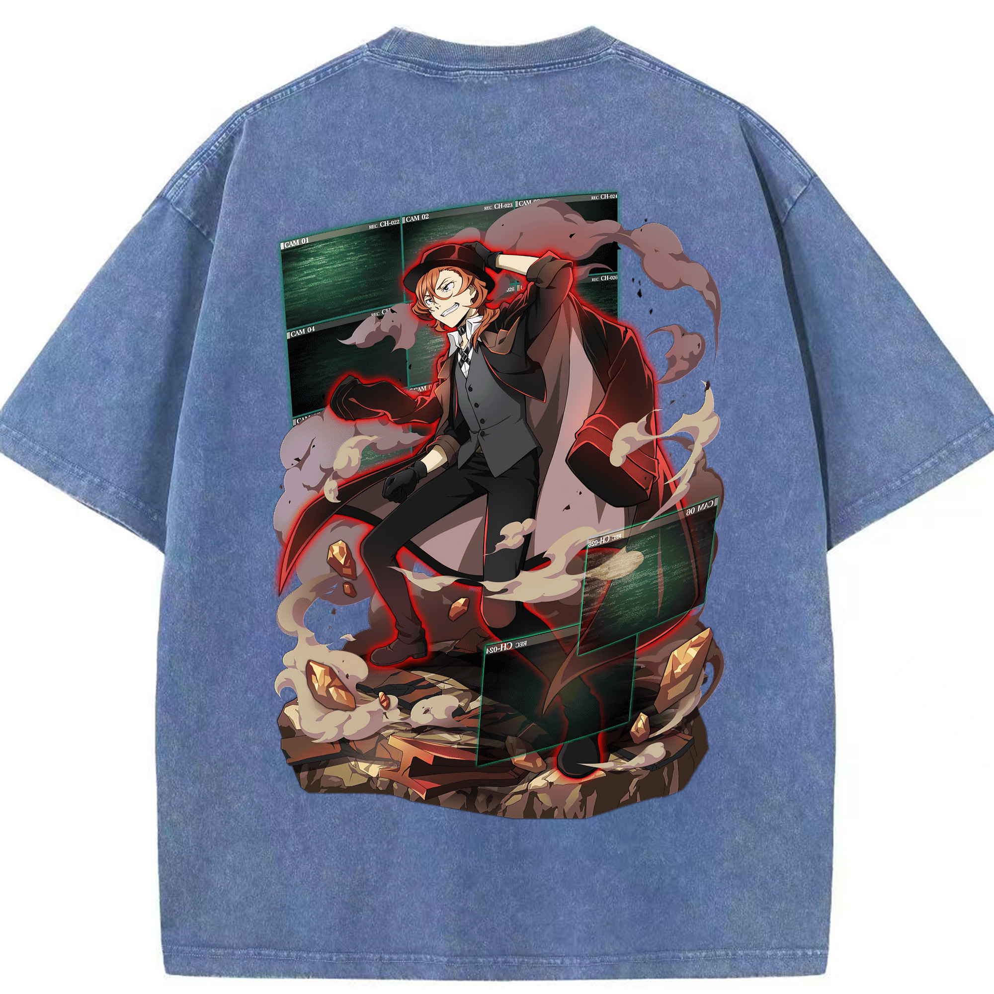 （画像用） 文豪ストレイドッグス Bungo Stray Dogs 綿100% ヴィンテージ風 半袖Tシャツ（背面プリント）