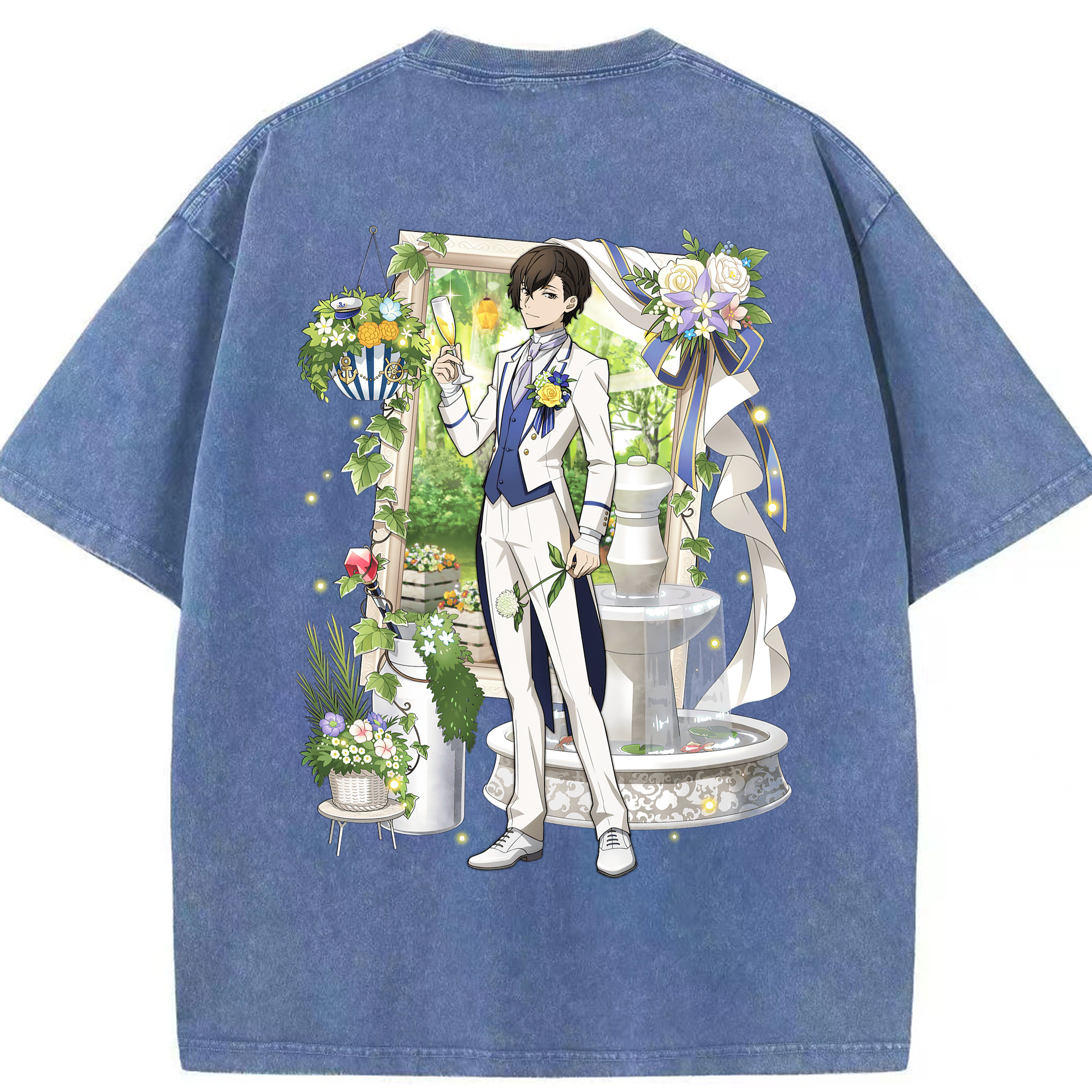 （画像用） 文豪ストレイドッグス Bungo Stray Dogs 綿100% ヴィンテージ風 半袖Tシャツ（背面プリント）