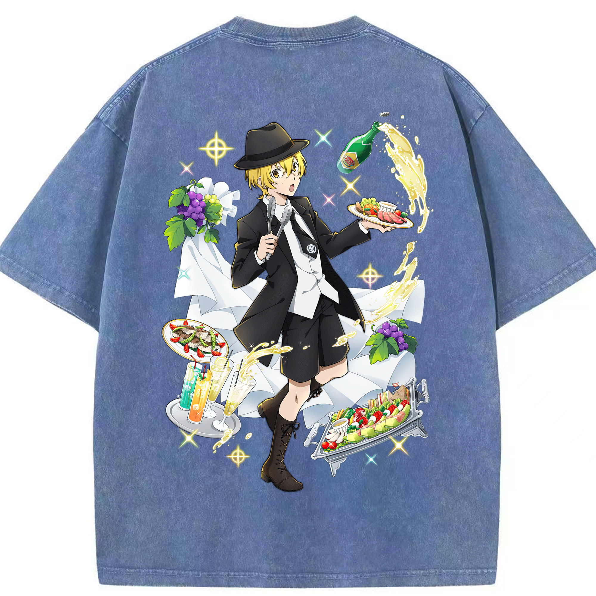 （画像用） 文豪ストレイドッグス Bungo Stray Dogs 綿100% ヴィンテージ風 半袖Tシャツ（背面プリント）
