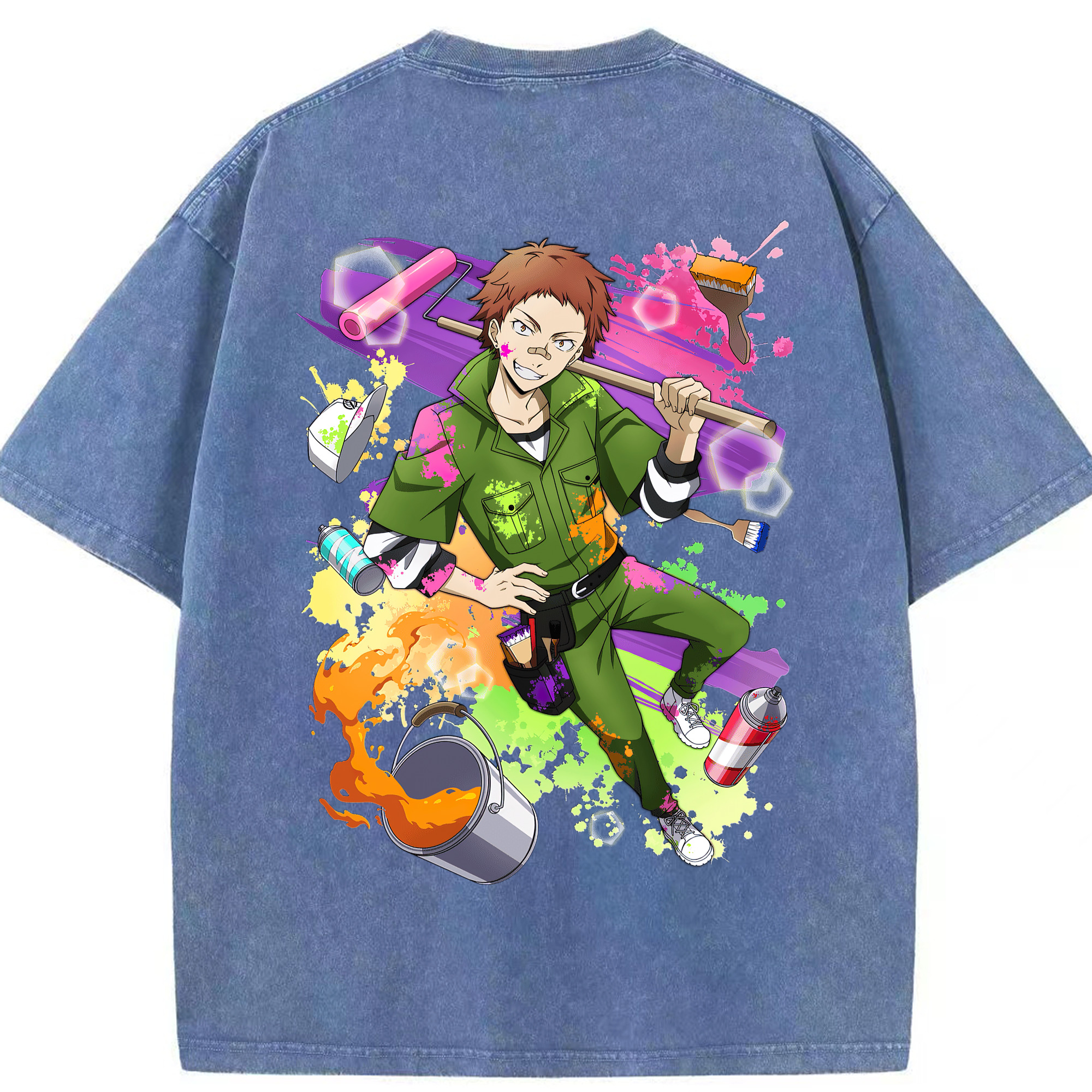 （画像用） 文豪ストレイドッグス Bungo Stray Dogs 綿100% ヴィンテージ風 半袖Tシャツ（背面プリント）