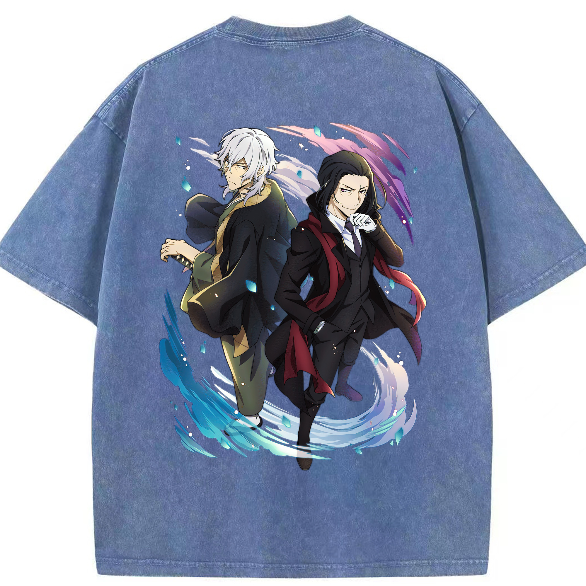 （画像用） 文豪ストレイドッグス Bungo Stray Dogs 綿100% ヴィンテージ風 半袖Tシャツ（背面プリント）