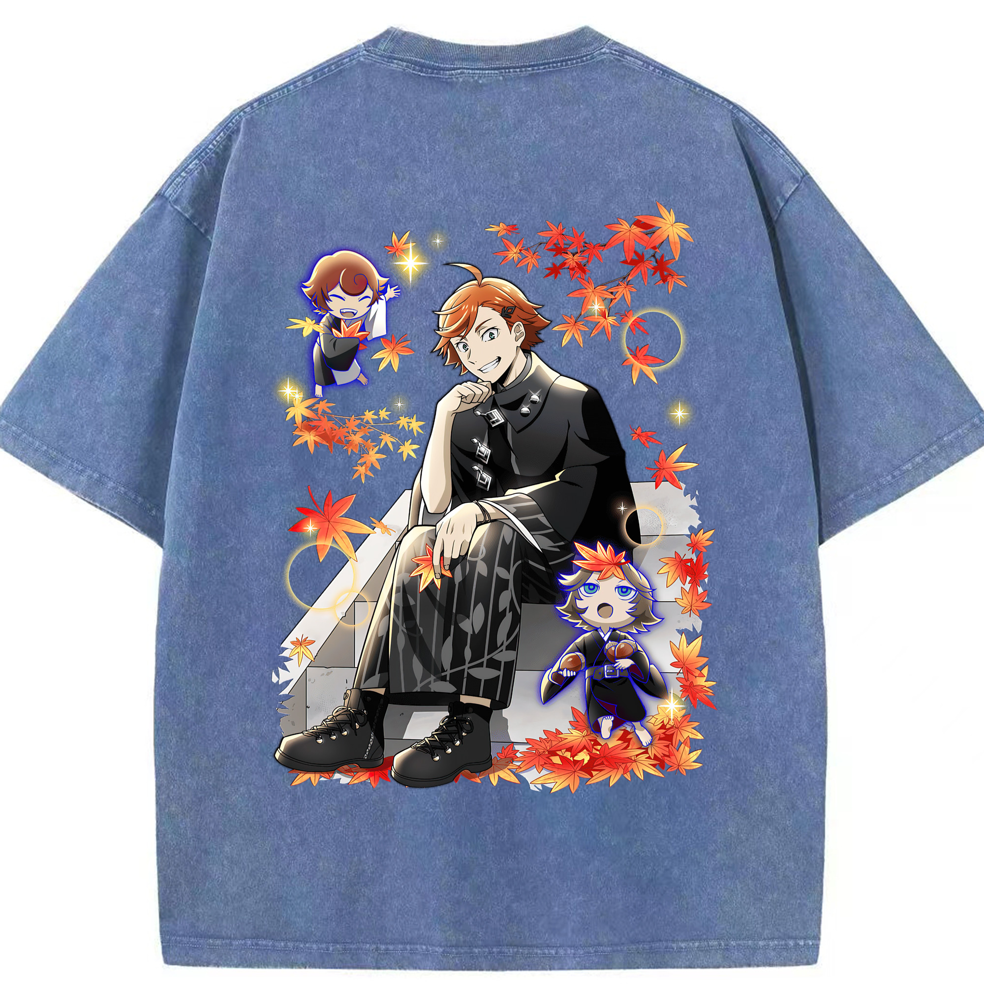 （画像用） 文豪ストレイドッグス Bungo Stray Dogs 綿100% ヴィンテージ風 半袖Tシャツ（背面プリント）