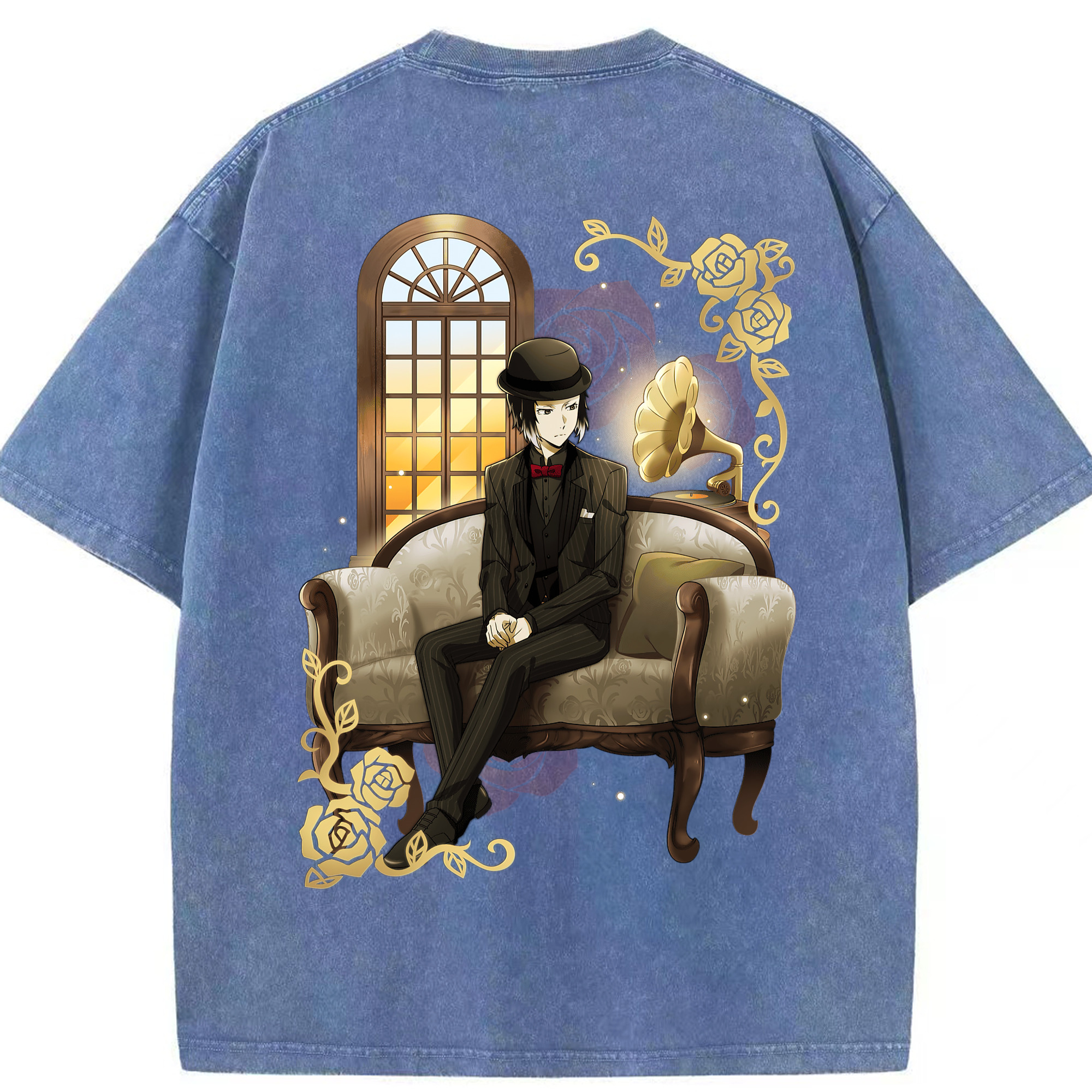 （画像用） 文豪ストレイドッグス Bungo Stray Dogs 綿100% ヴィンテージ風 半袖Tシャツ（背面プリント）