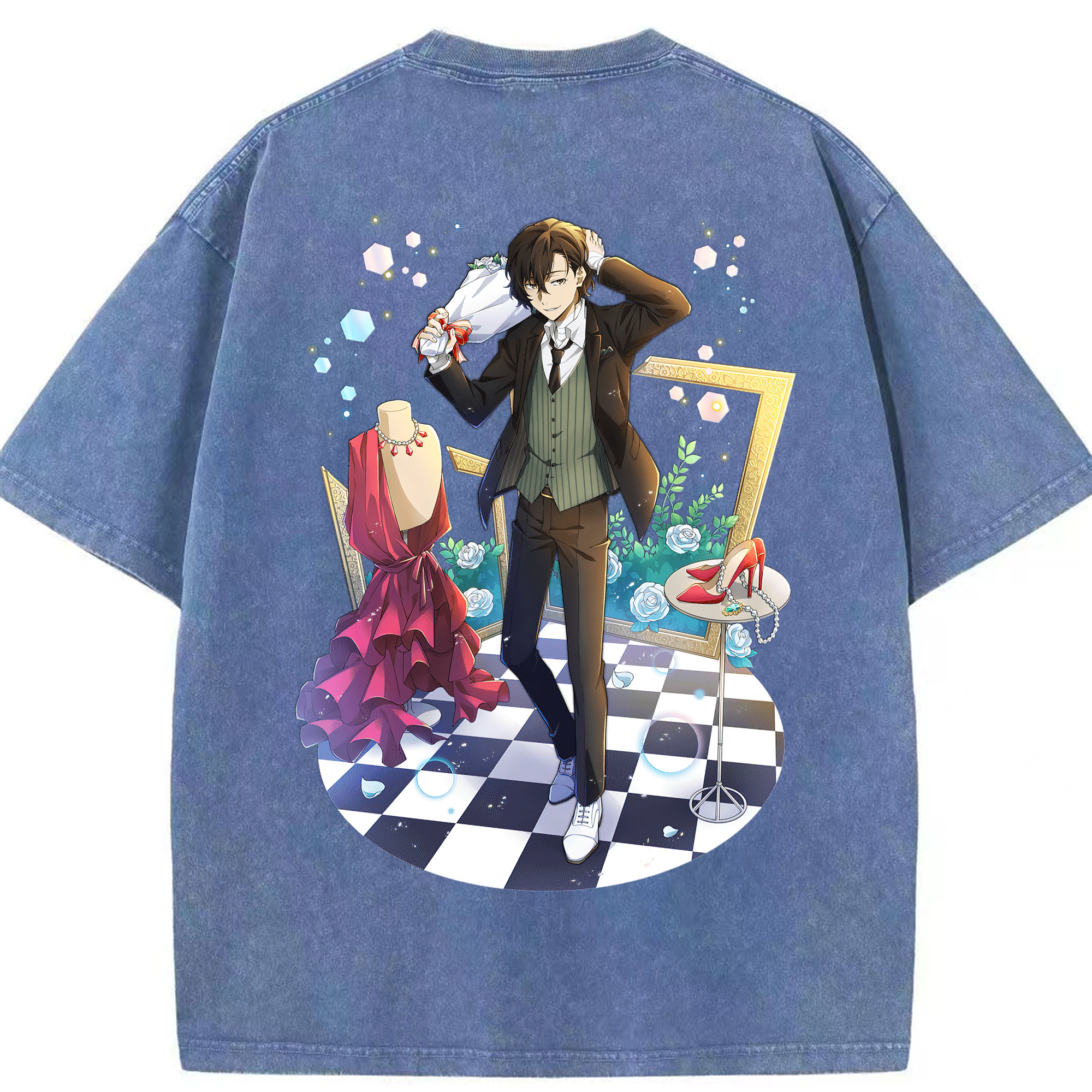 （画像用） 文豪ストレイドッグス Bungo Stray Dogs 綿100% ヴィンテージ風 半袖Tシャツ（背面プリント）