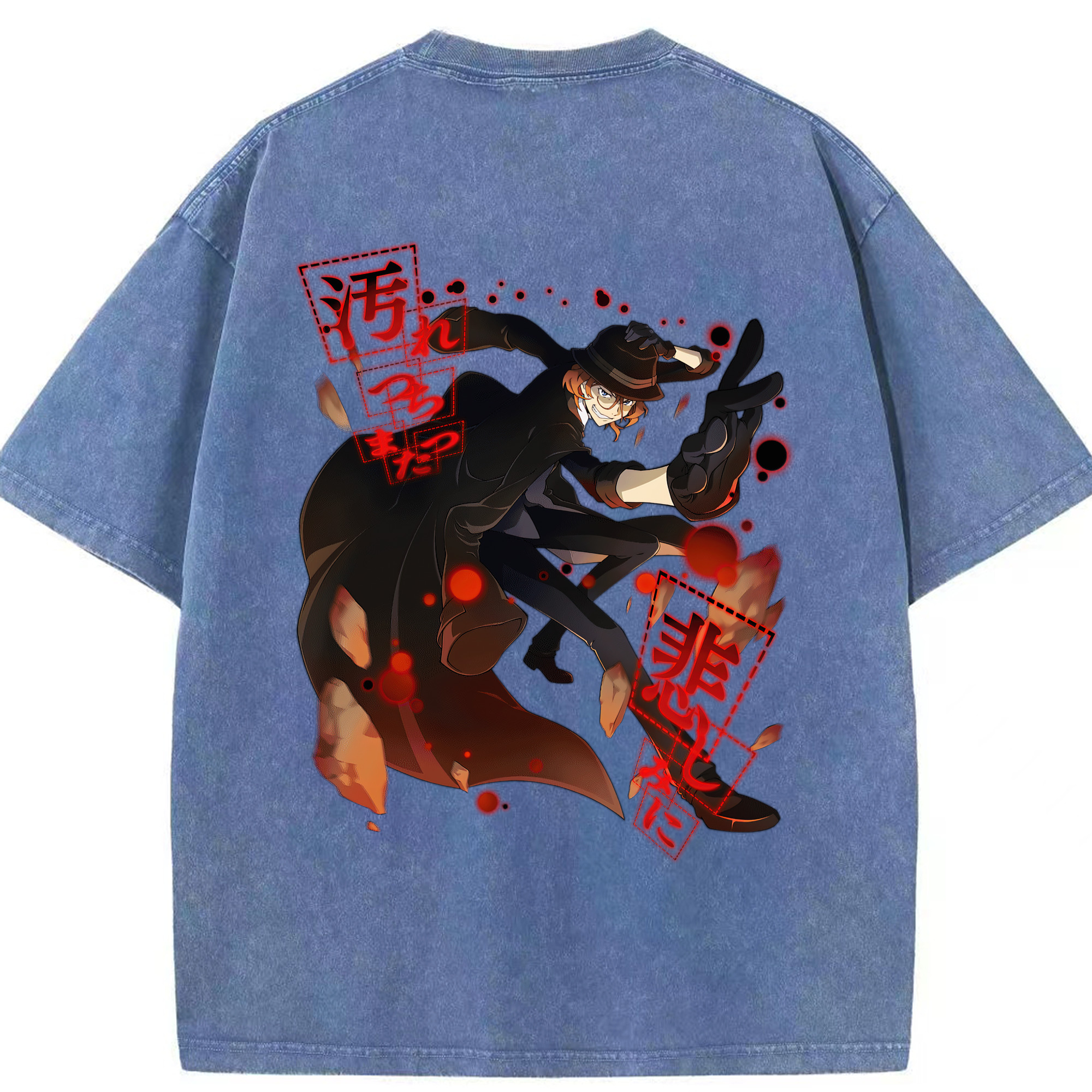 （画像用） 文豪ストレイドッグス Bungo Stray Dogs 綿100% ヴィンテージ風 半袖Tシャツ（背面プリント）