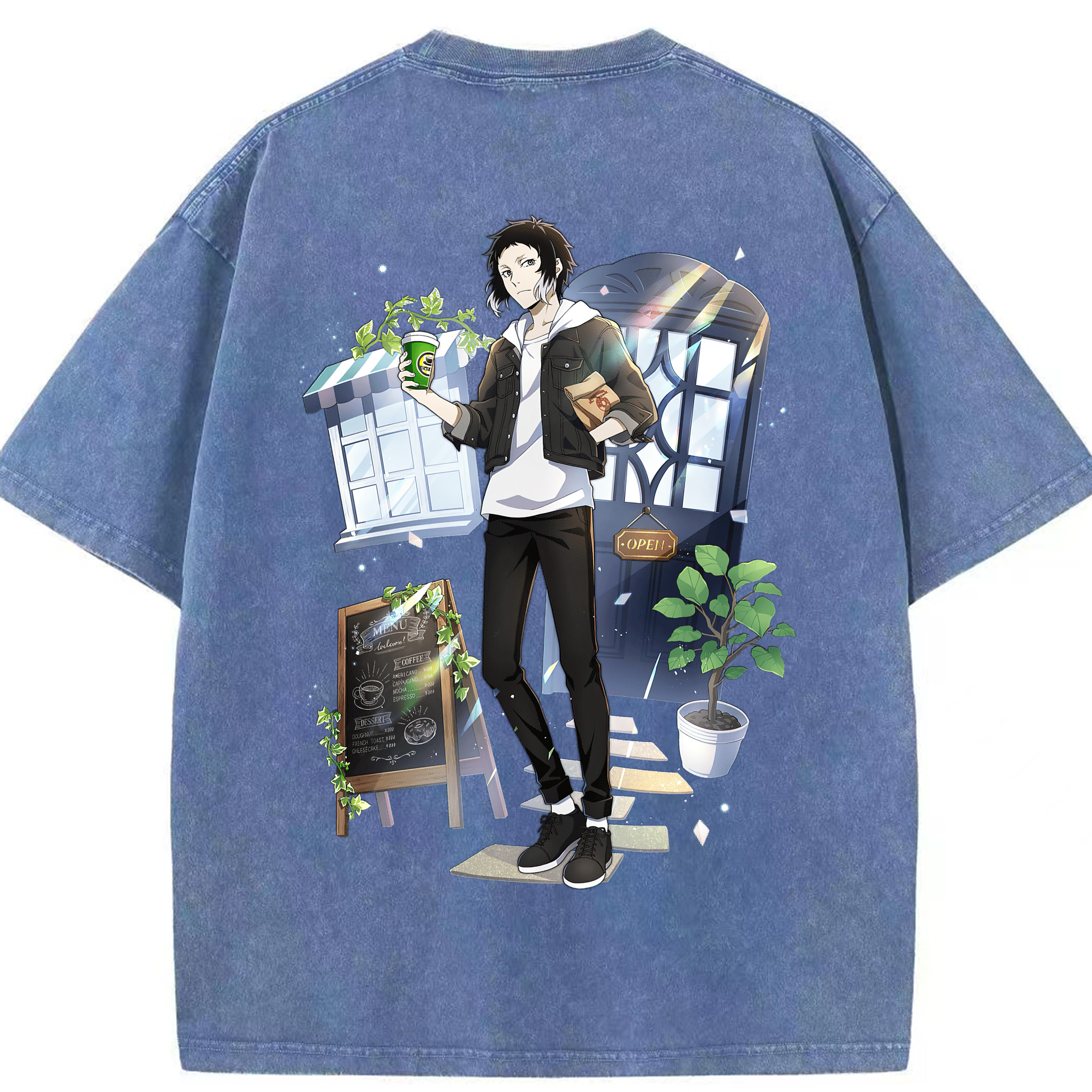 （画像用） 文豪ストレイドッグス Bungo Stray Dogs 綿100% ヴィンテージ風 半袖Tシャツ（背面プリント）